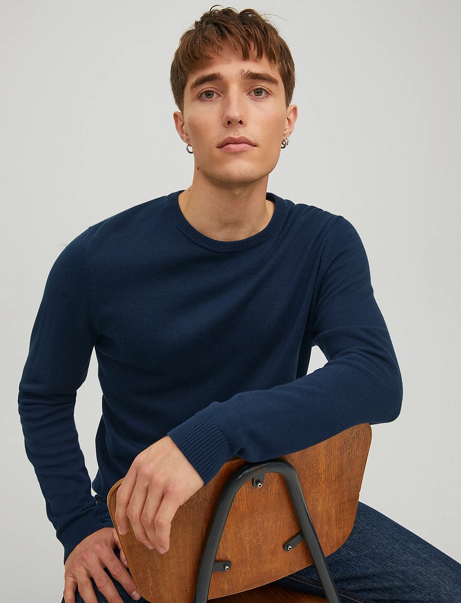 Jack & Jones - JJEBASIC KNIT CREW NECK NOOS - round necks - navy blazer - 5