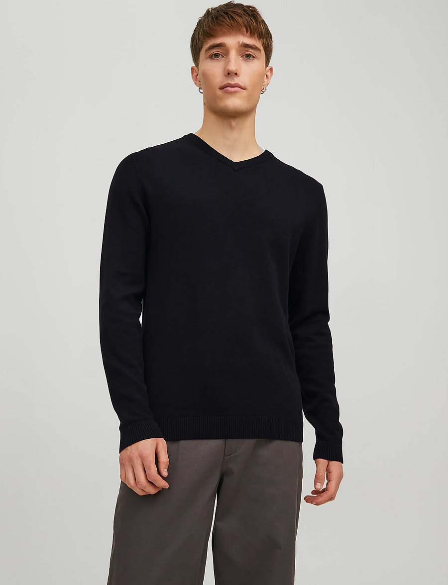 Jack & Jones - JJEBASIC KNIT V-NECK NOOS - v-ausschnitt - black - 0