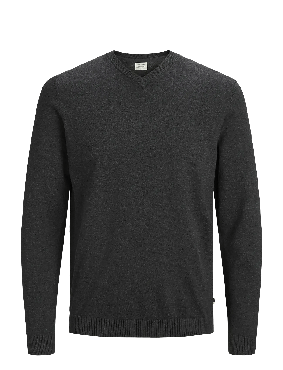 Jack & Jones - JJEBASIC KNIT V-NECK NOOS - v-ausschnitt - dark grey melange - 1