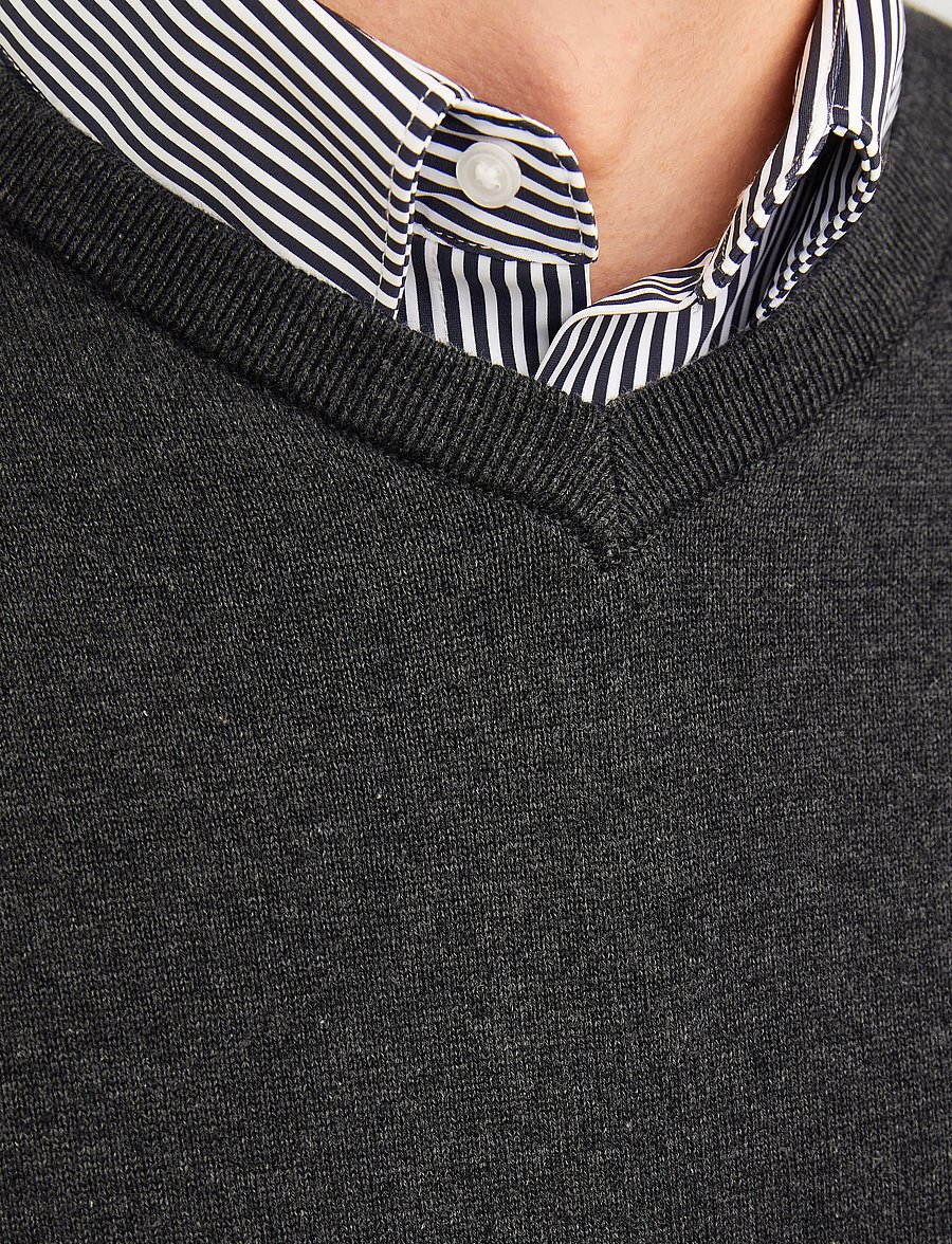 Jack & Jones - JJEBASIC KNIT V-NECK NOOS - v-ausschnitt - dark grey melange - 5