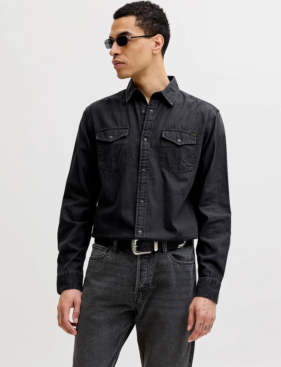 Jack & Jones - JJESHERIDAN SHIRT L/S NOOS - denim shirts - black denim - 0
