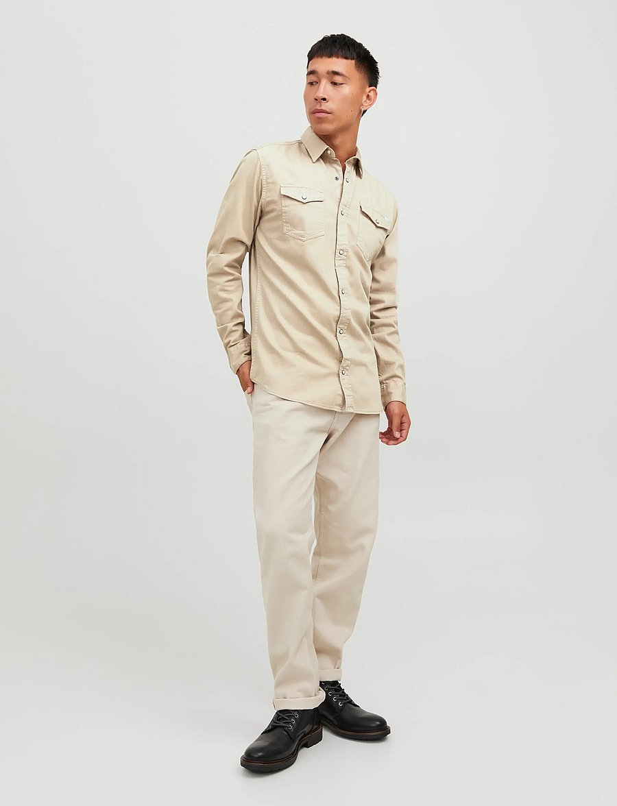 Jack & Jones - JJESHERIDAN SHIRT L/S NOOS - denimskjorter - crockery - 4