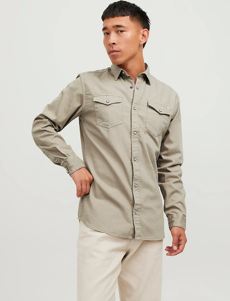 Jack & Jones - JJESHERIDAN SHIRT L/S - jeansskjortor - crockery - 5