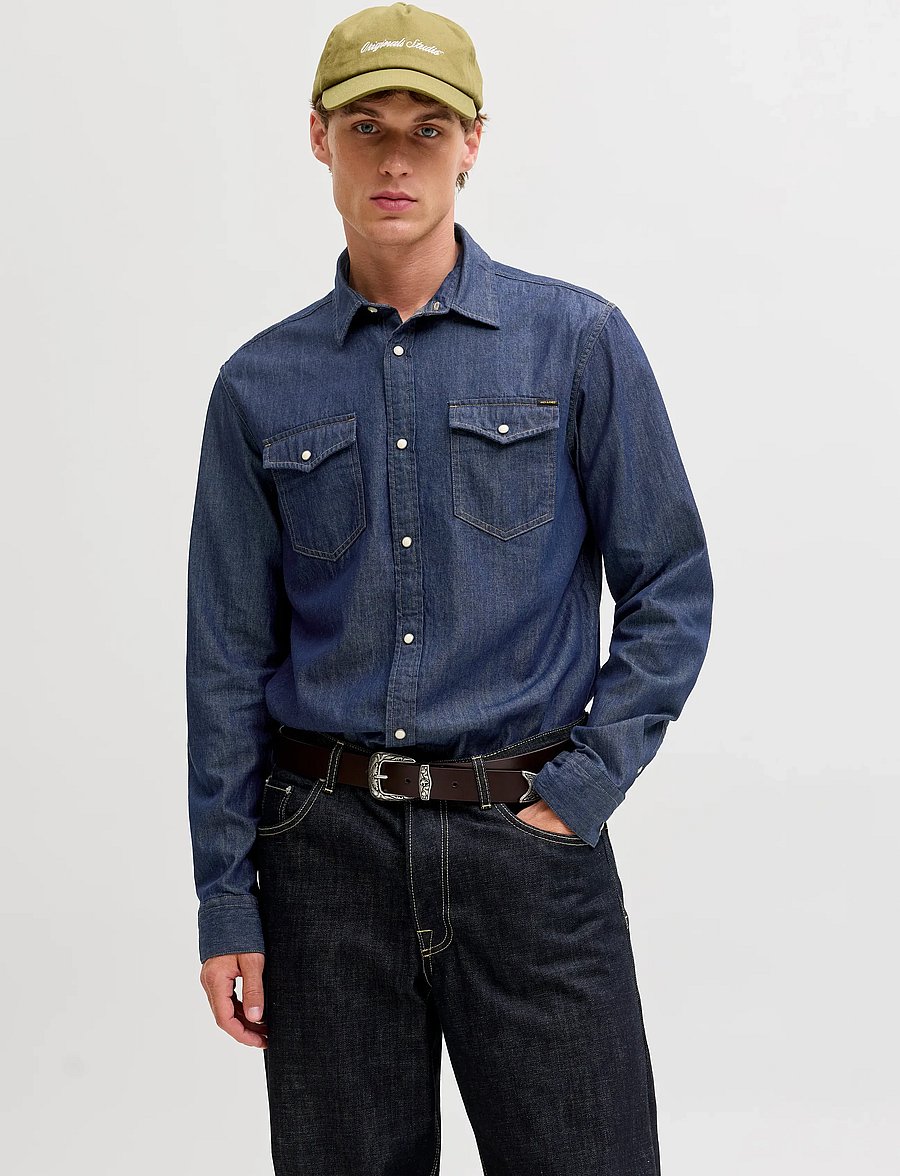 Jack & Jones - JJESHERIDAN SHIRT L/S NOOS - denimskjorter - dark denim - 0