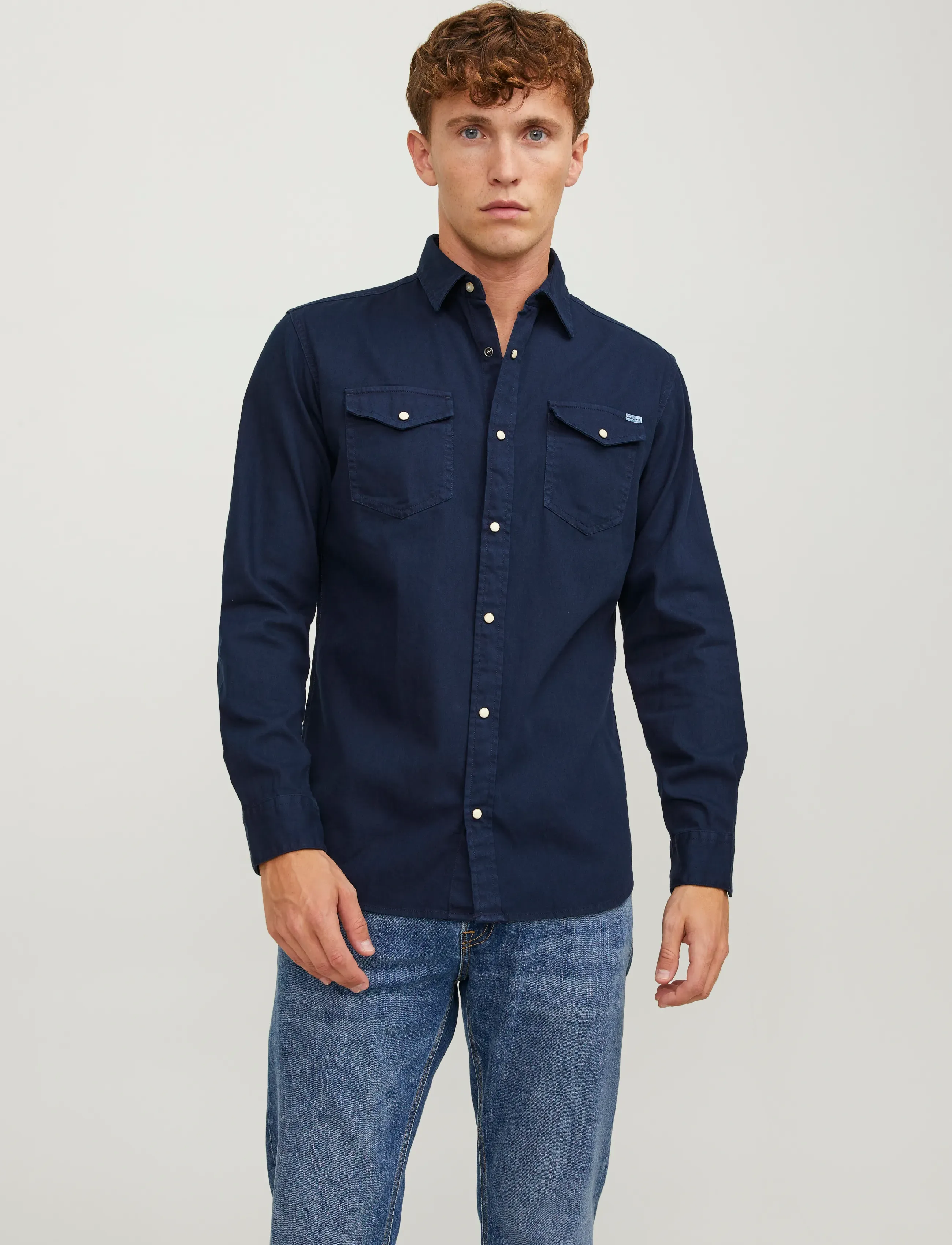 Jack & Jones JJESHERIDAN SHIRT L/S NOOS - Klær - DARK NAVY / navy