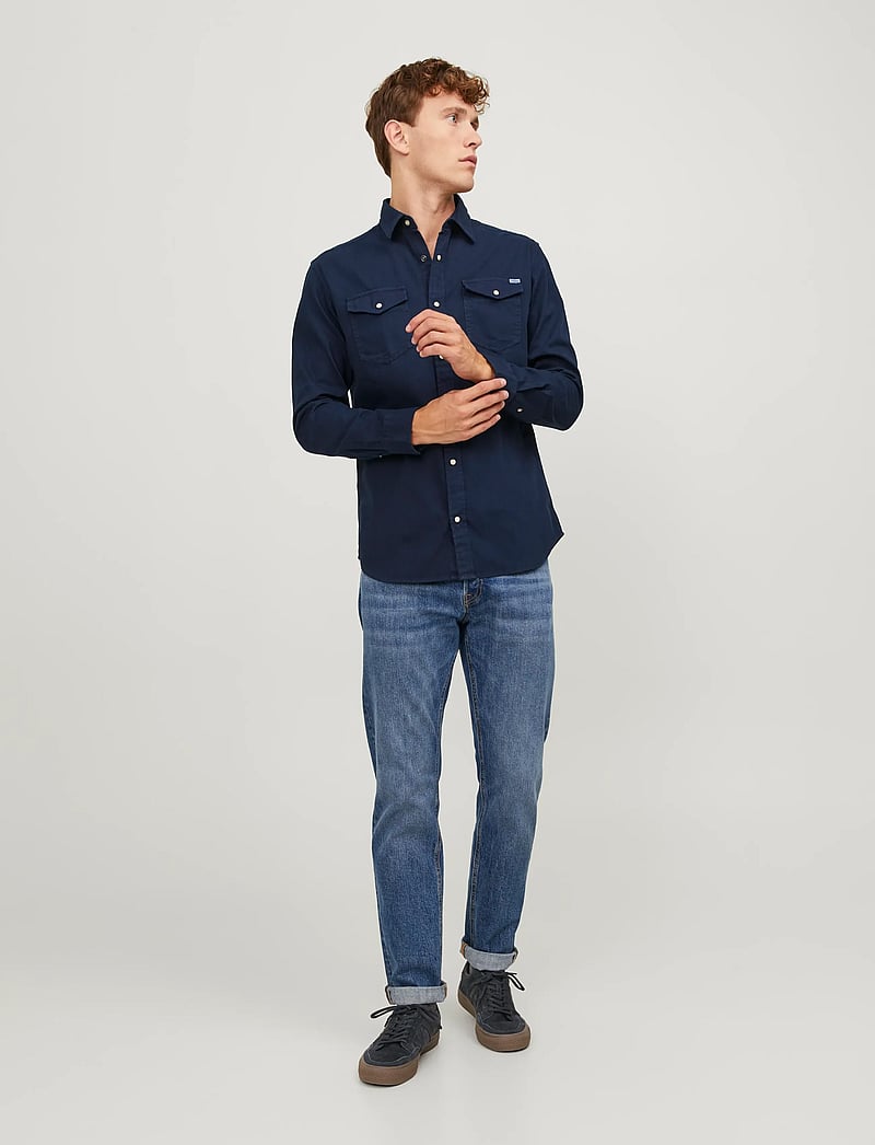 Jack & Jones - JJESHERIDAN SHIRT L/S NOOS - džinsiniai marškiniai - dark navy - 4