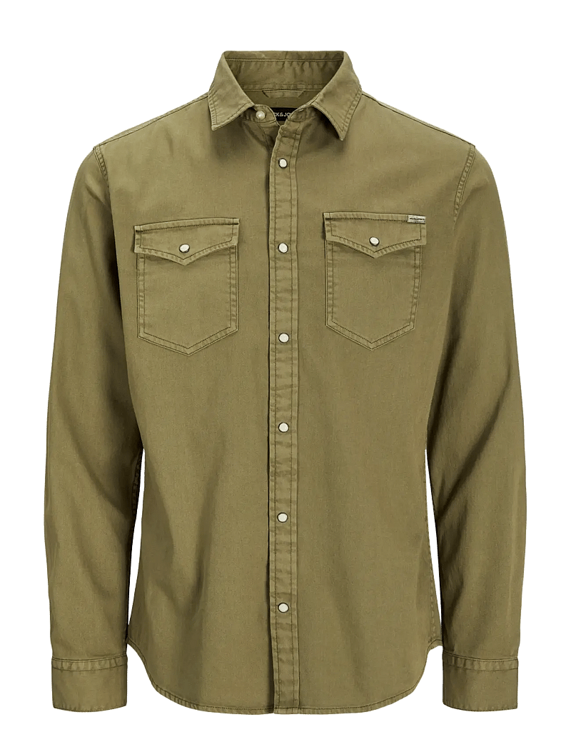 Jack & Jones - JJESHERIDAN SHIRT L/S - teksasärgid - forest night - 1