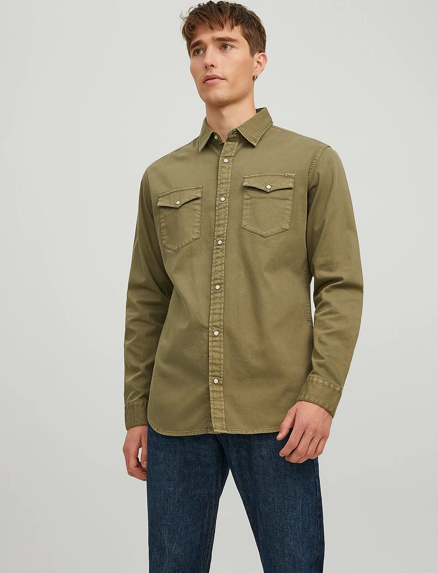 Jack & Jones - JJESHERIDAN SHIRT L/S NOOS - denimskjorter - forest night - 0