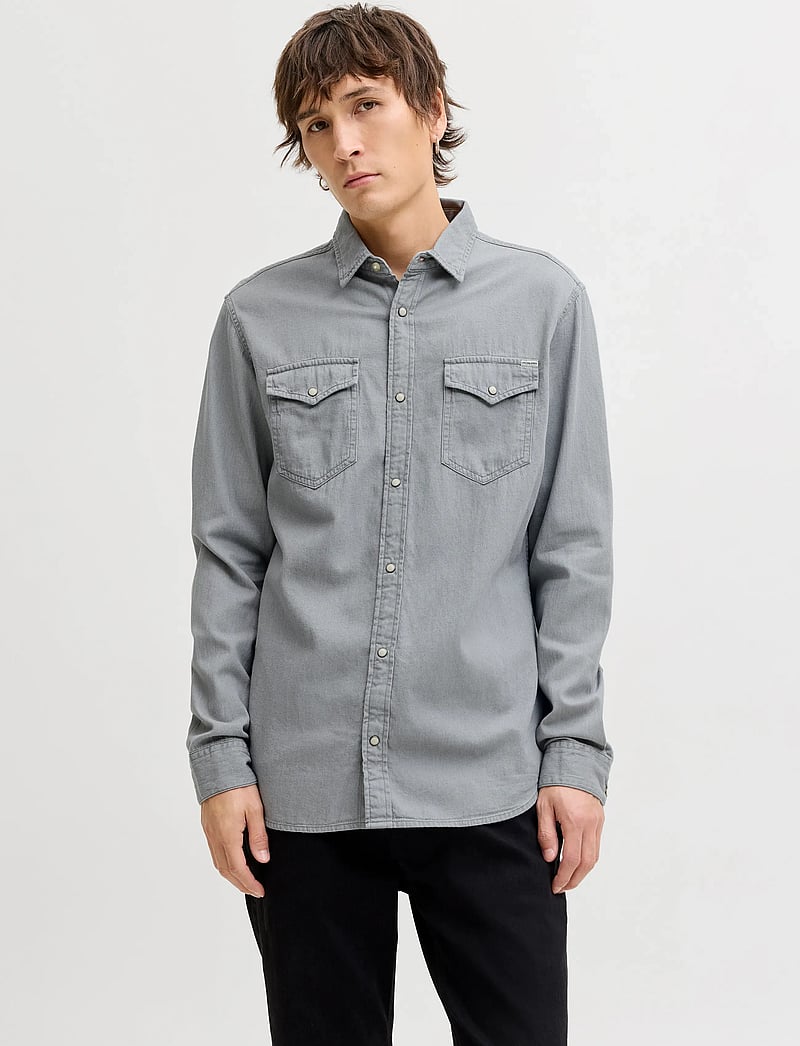 Jack & Jones - JJESHERIDAN SHIRT L/S - teksasärgid - light grey denim - 0