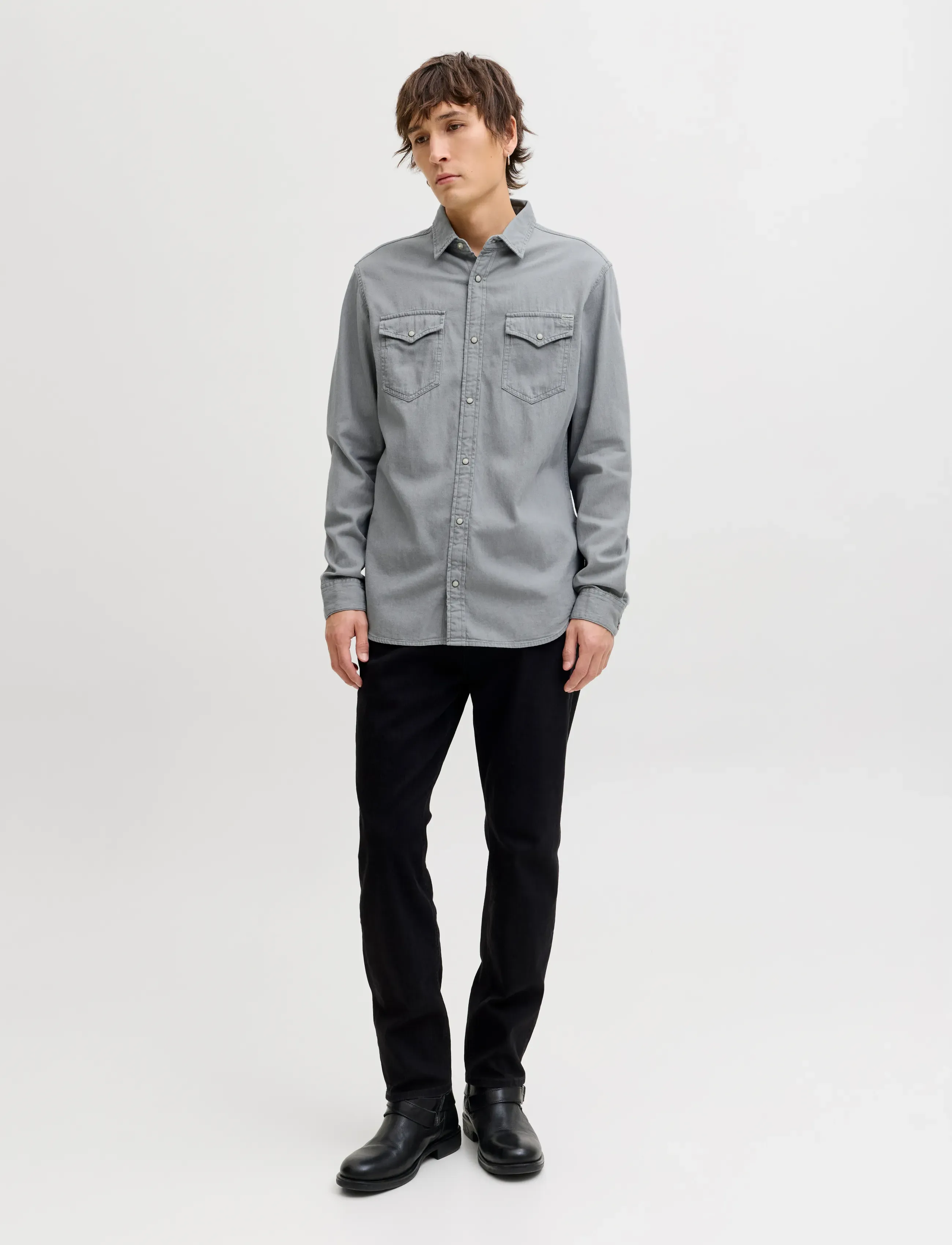 Jack & Jones - JJESHERIDAN SHIRT L/S NOOS - jeansskjortor - light grey denim - 5