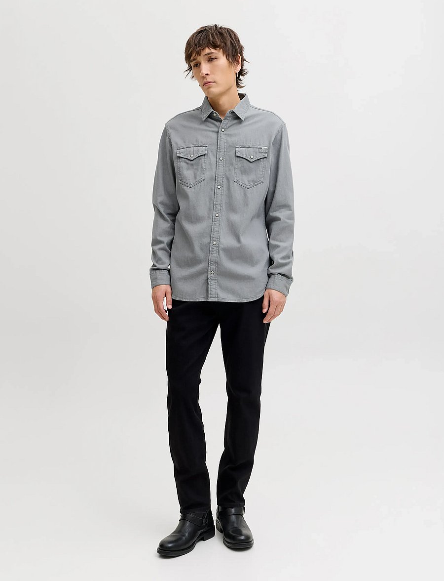 Jack & Jones - JJESHERIDAN SHIRT L/S NOOS - jeansskjortor - light grey denim - 5