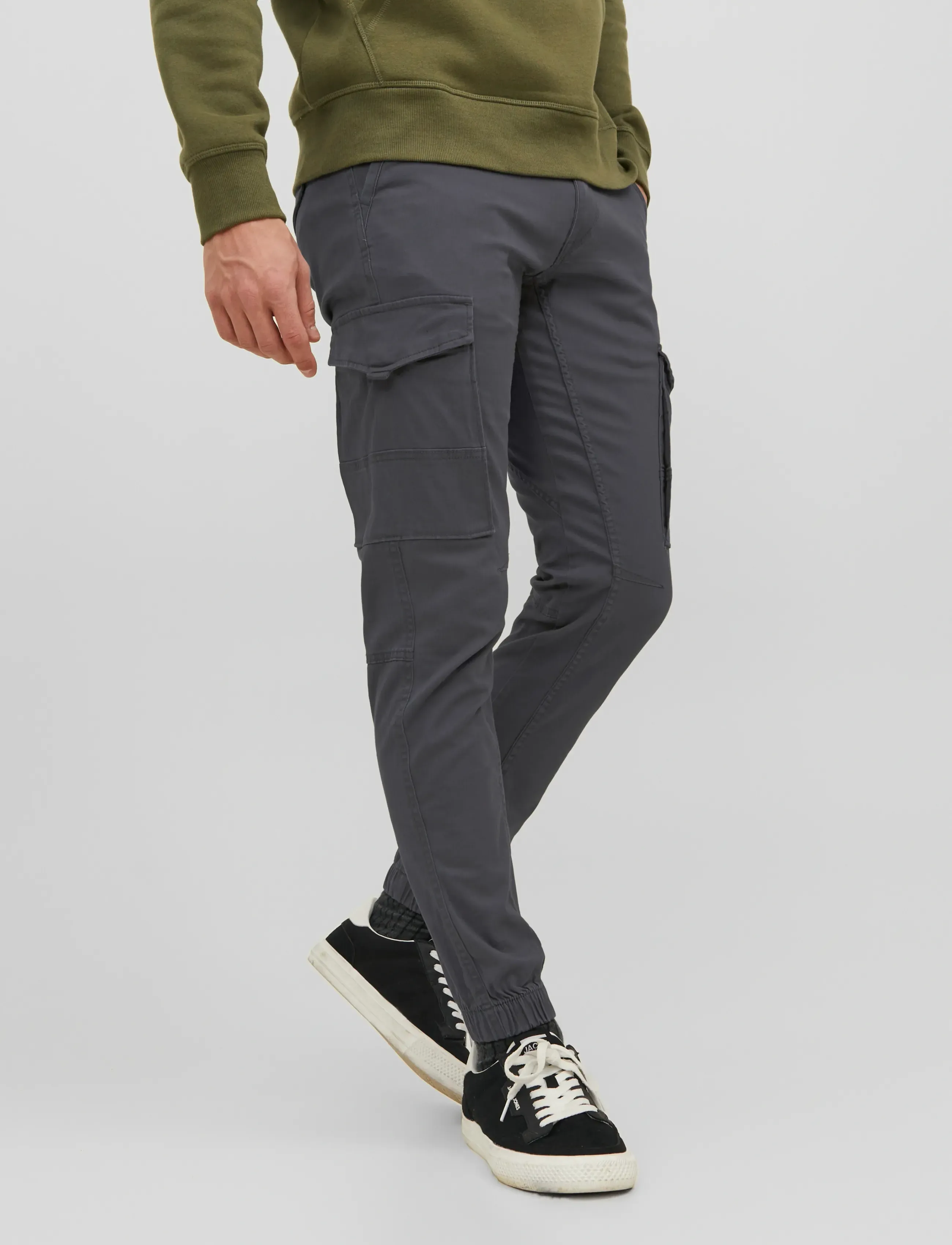 Jack & Jones JPSTPAUL FLAKE CARGO ASPHALT NOOS - Cargobukser - ASPHALT / grey