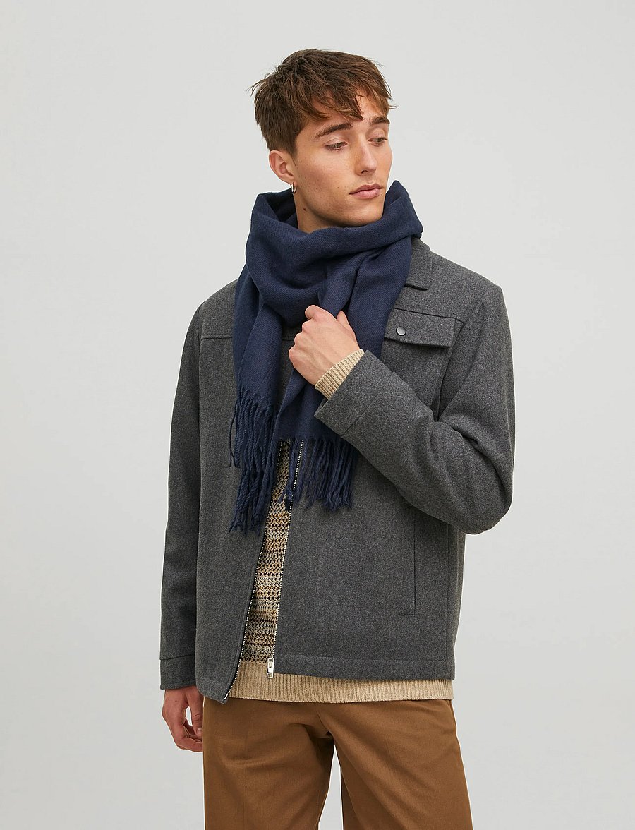 Jack & Jones - JACSOLID WOVEN SCARF SN - winterschals - navy blazer - 0