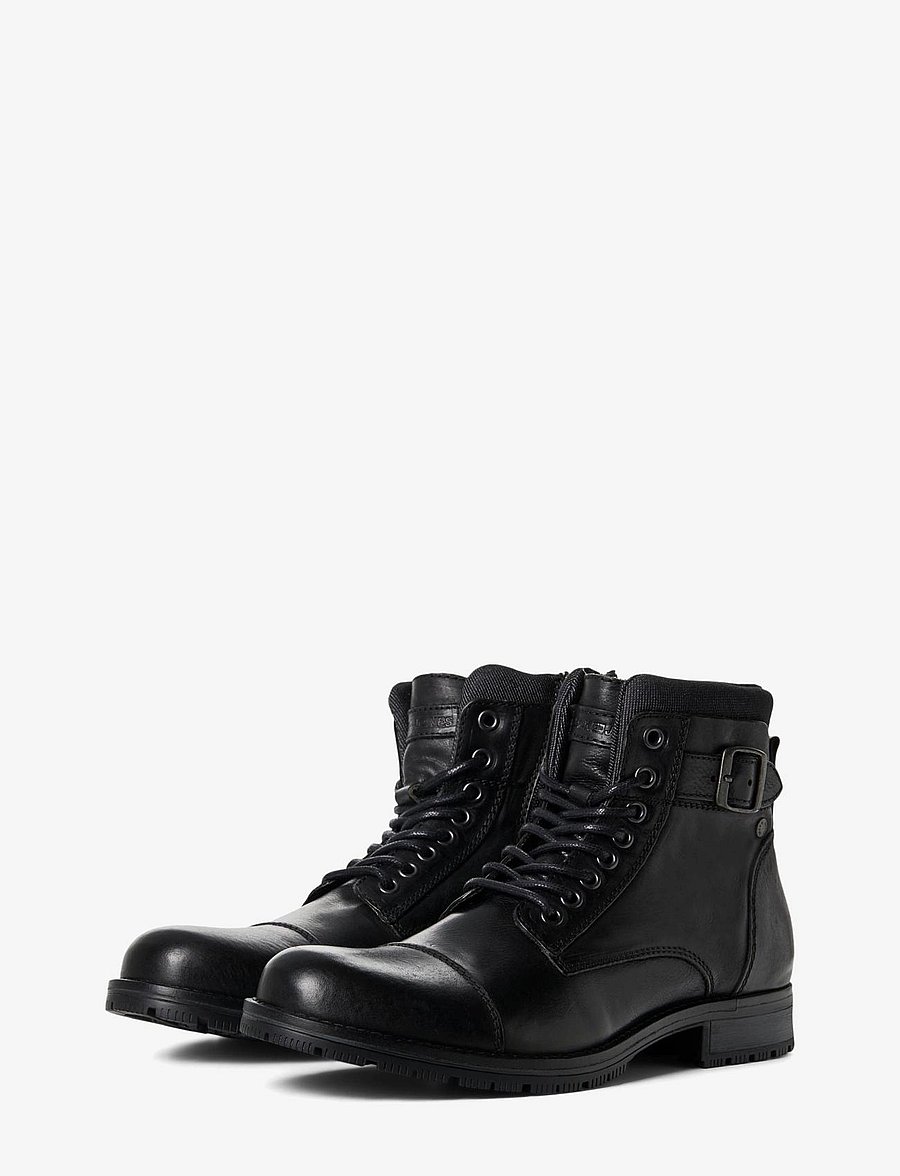 Jack & Jones - JFWALBANY LEATHER ANTHRACITE SN - schnürboots - anthracite - 3