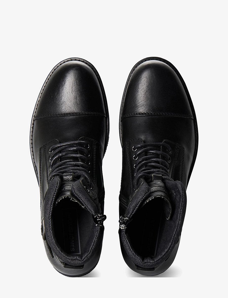 Jack & Jones - JFWALBANY LEATHER ANTHRACITE SN - schnürboots - anthracite - 4