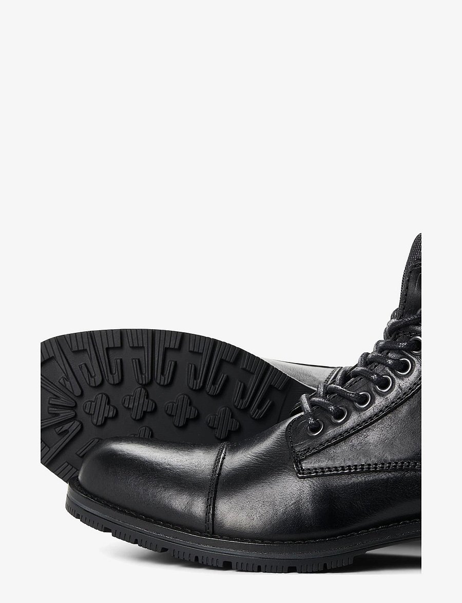 Jack & Jones - JFWALBANY LEATHER ANTHRACITE SN - schnürboots - anthracite - 5