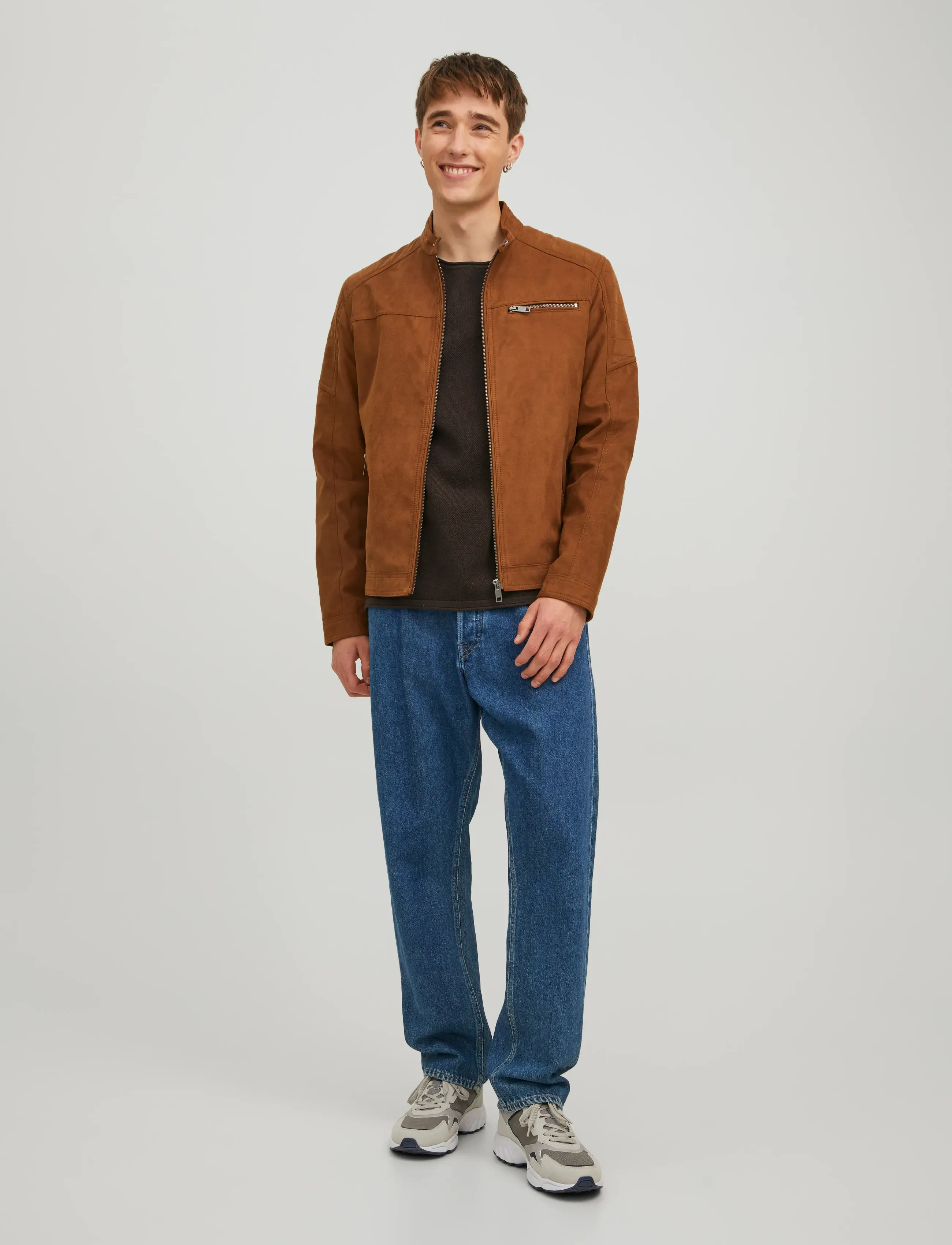 Jack & Jones Jjerocky Jacket Noos, M, Brown, Jakker > Læder, Herre