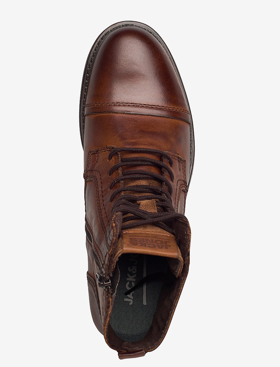 Jack & Jones - JFWRUSSEL LEATHER COGNAC 19 LN - støvler med snøre - cognac - 4