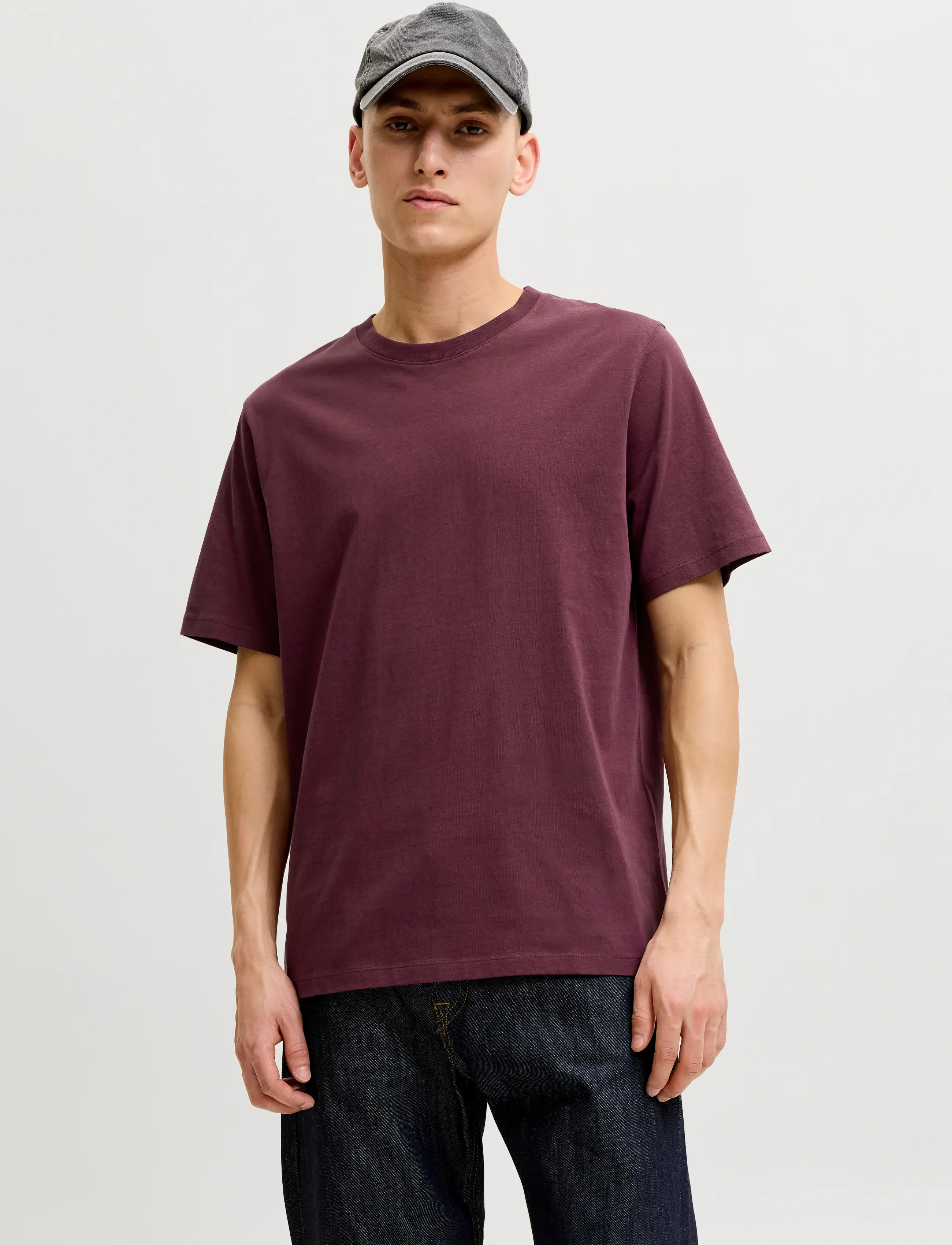 Jack & Jones JJEORGANIC BASIC TEE SS O-NECK NOOS - Kurzärmelig - PORT ROYALE / burgundy