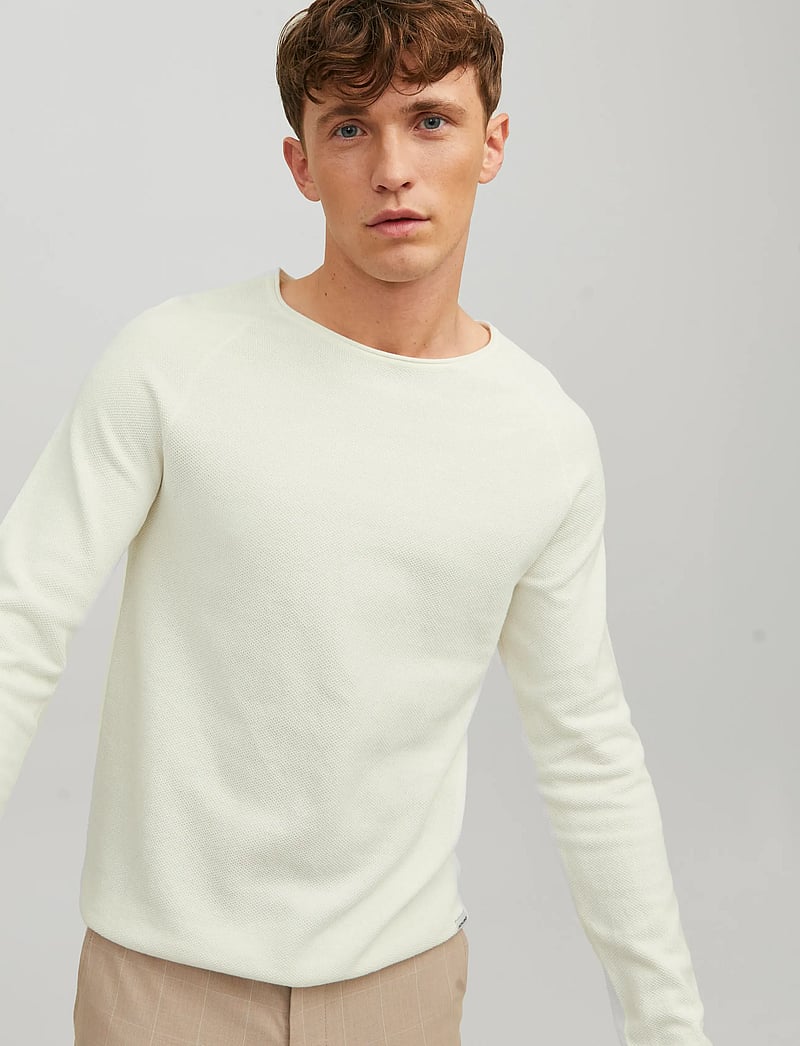 Jack & Jones - JJEHILL KNIT CREW NECK NOOS - Ümmarguse kaelusega kudumid - cloud dancer - 5