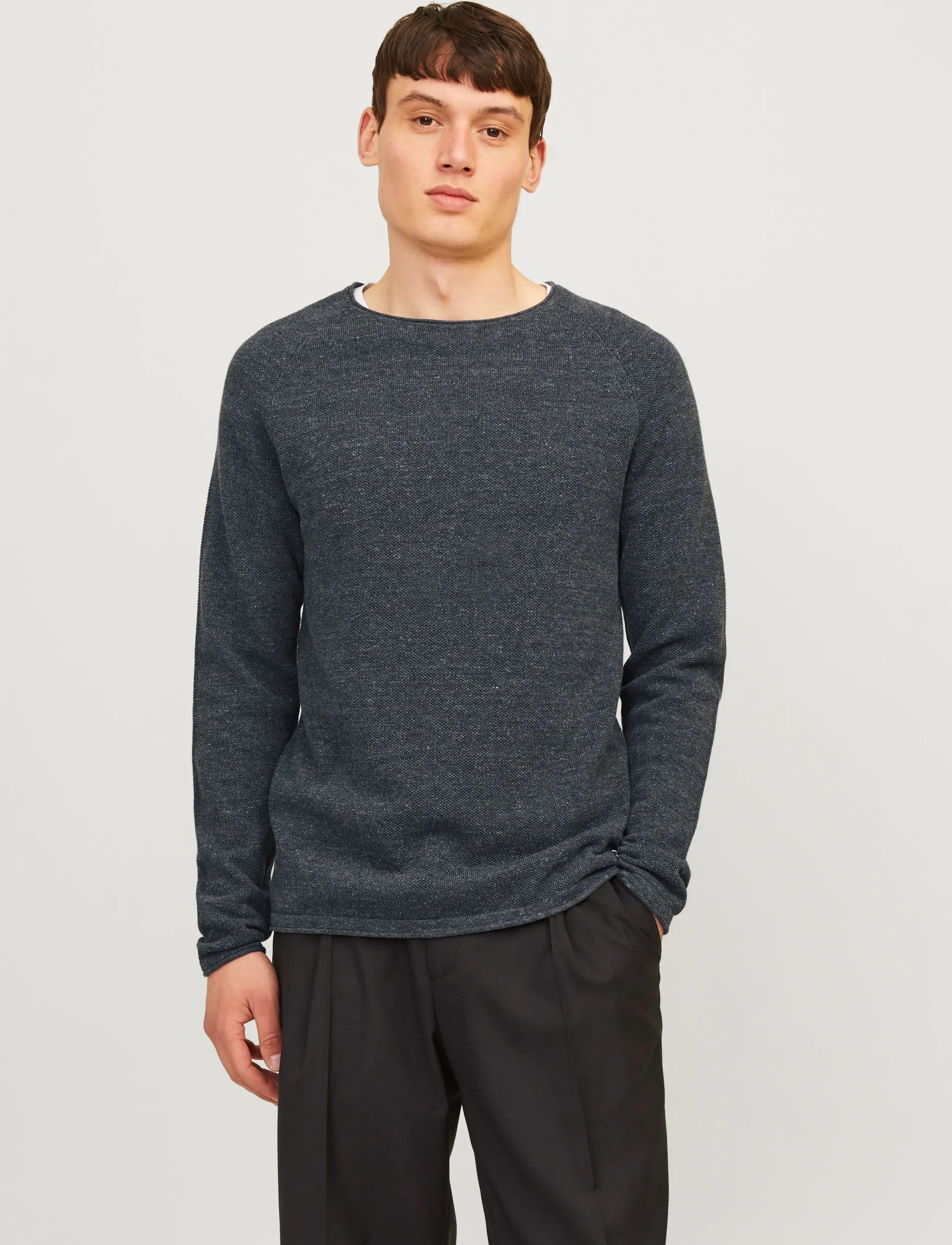 Jack & Jones JJEHILL KNIT CREW NECK NOOS - Kollektionen - DARK GREY MELANGE / grey