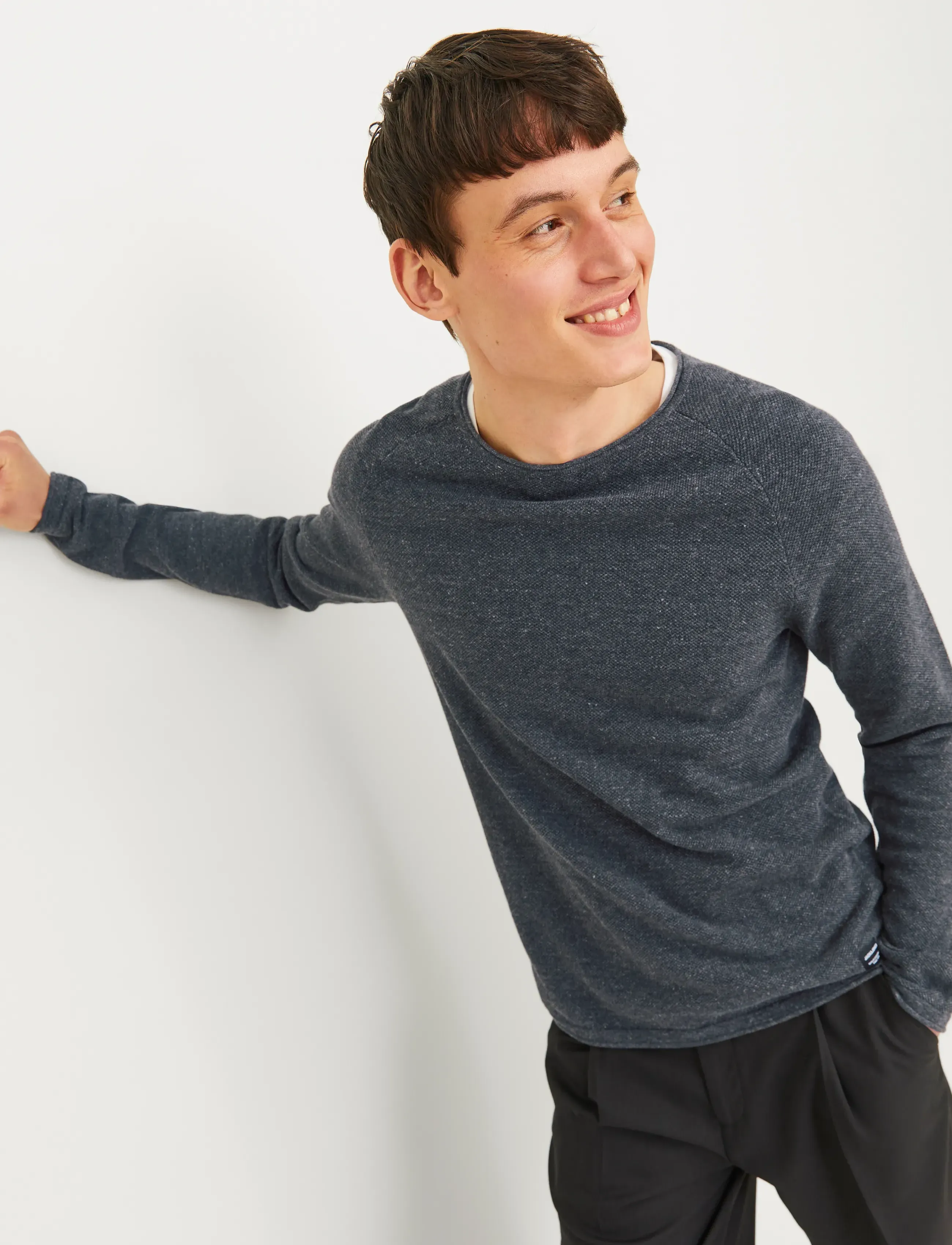 Jack & Jones JJEHILL KNIT CREW NECK NOOS - Rundhals - DARK GREY MELANGE / grey