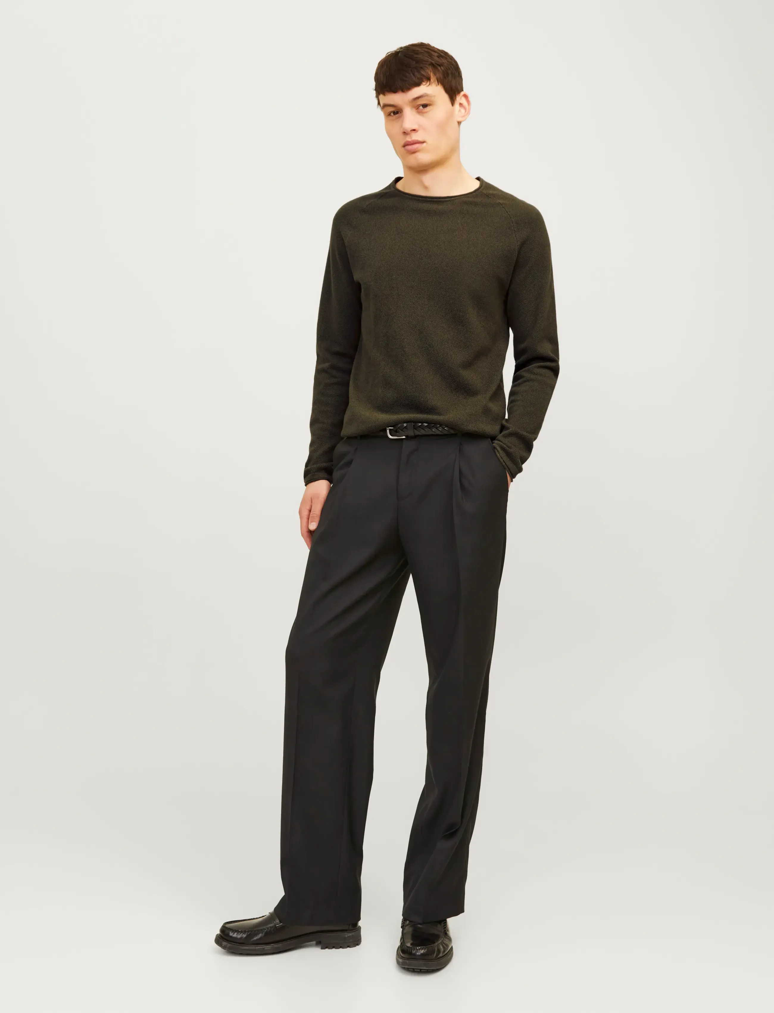 Jack & Jones - JJEHILL KNIT CREW NECK NOOS - kringlótt hálsmál  - olive night - 4