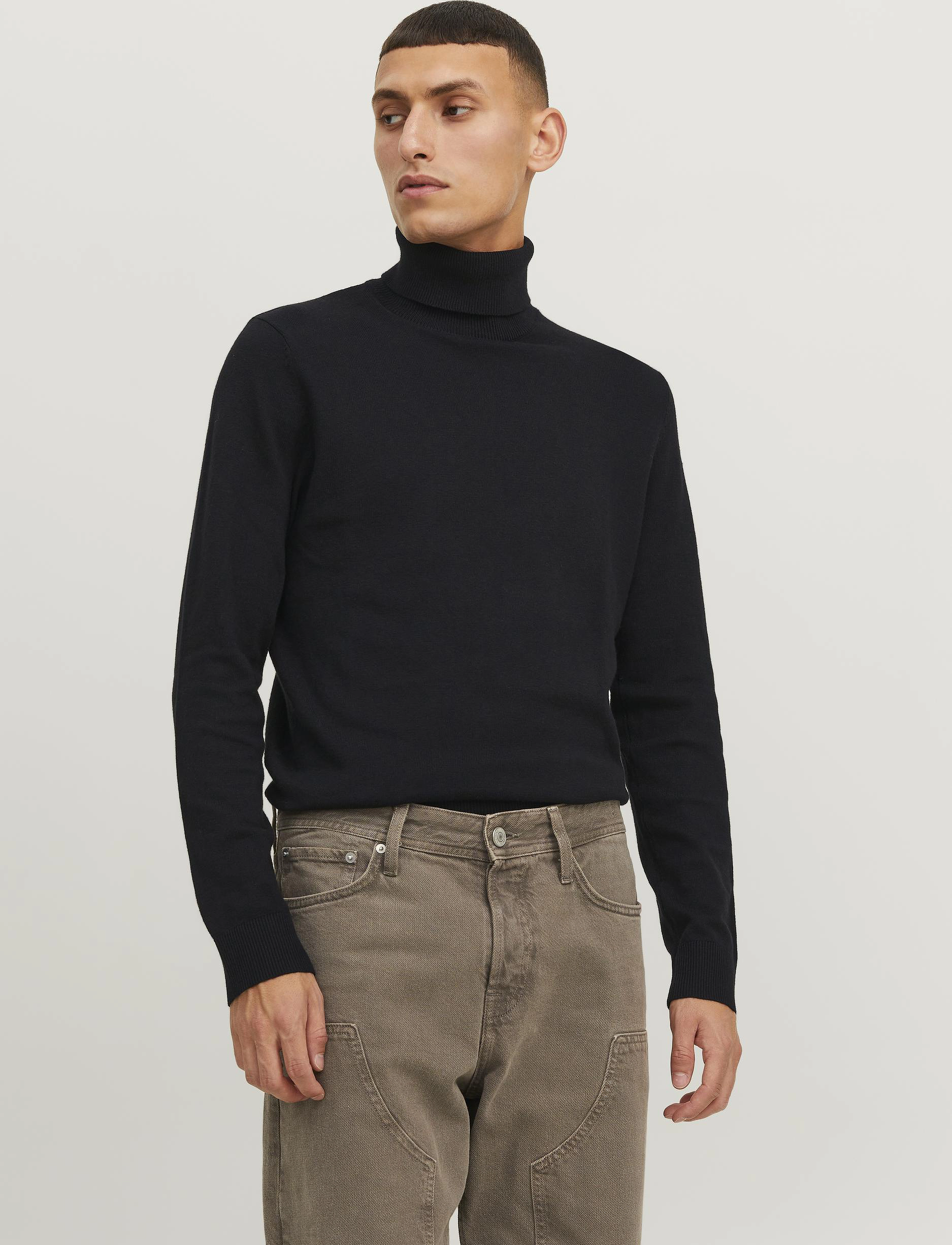 Jack & Jones JJEEMIL KNIT ROLL NECK NOOS - Looks for less - BLACK / black