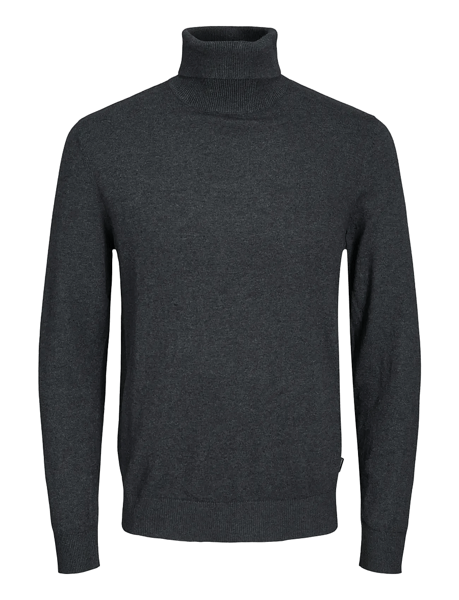 Jack & Jones - JJEEMIL KNIT ROLL NECK NOOS - turtlenecks - dark grey melange - 1