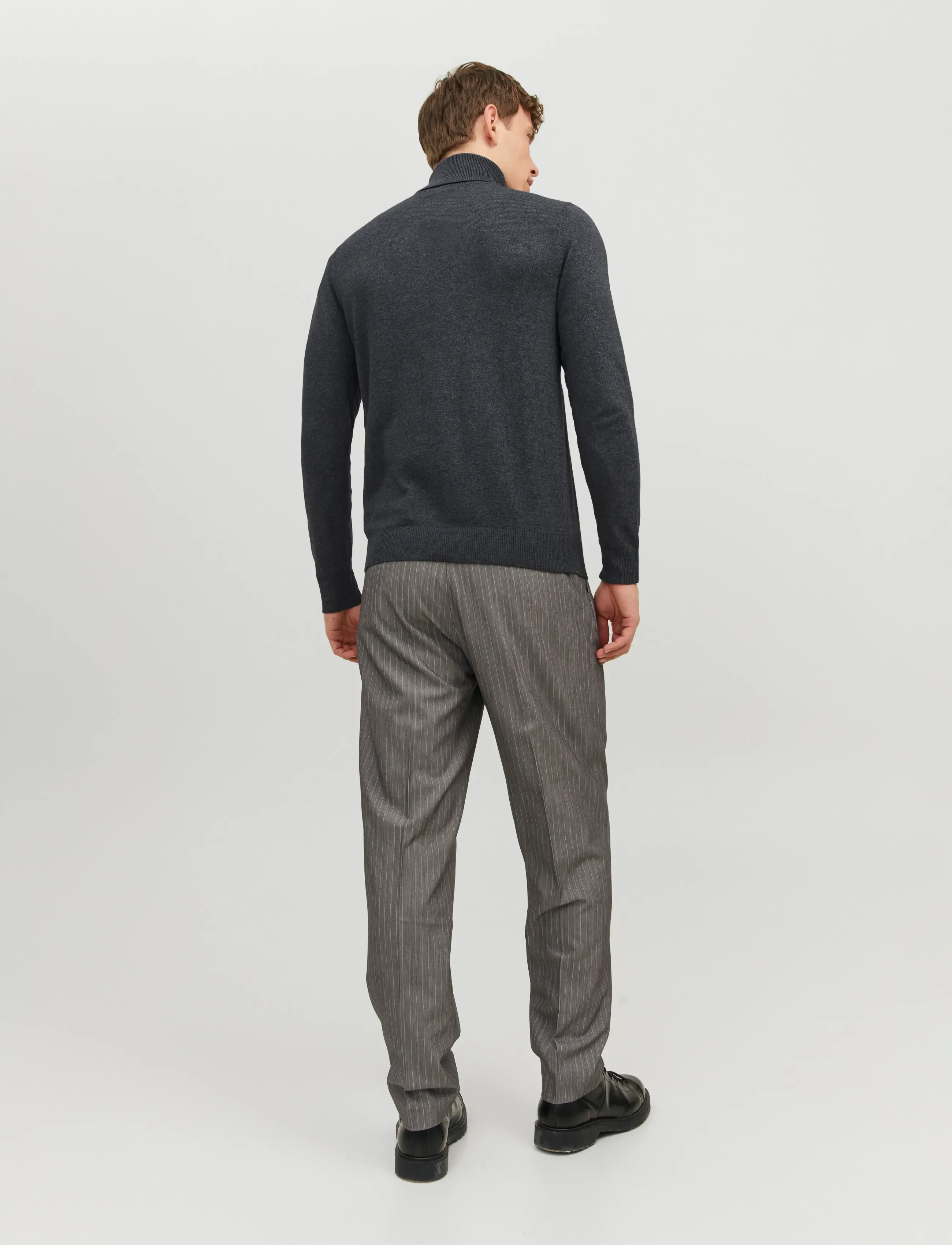Jack & Jones - JJEEMIL KNIT ROLL NECK NOOS - kõrge kaelusega džemprid - dark grey melange - 3