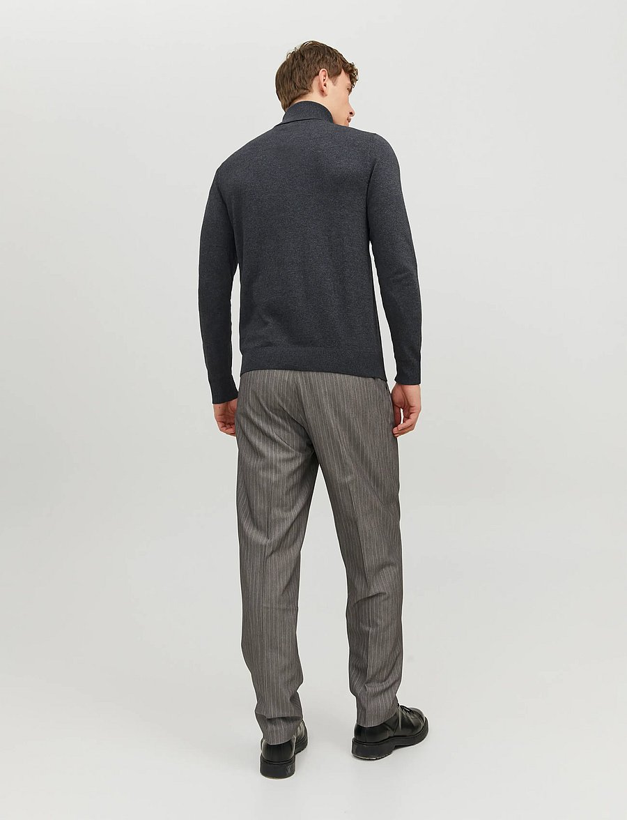 Jack & Jones - JJEEMIL KNIT ROLL NECK NOOS - turtlenecks - dark grey melange - 3