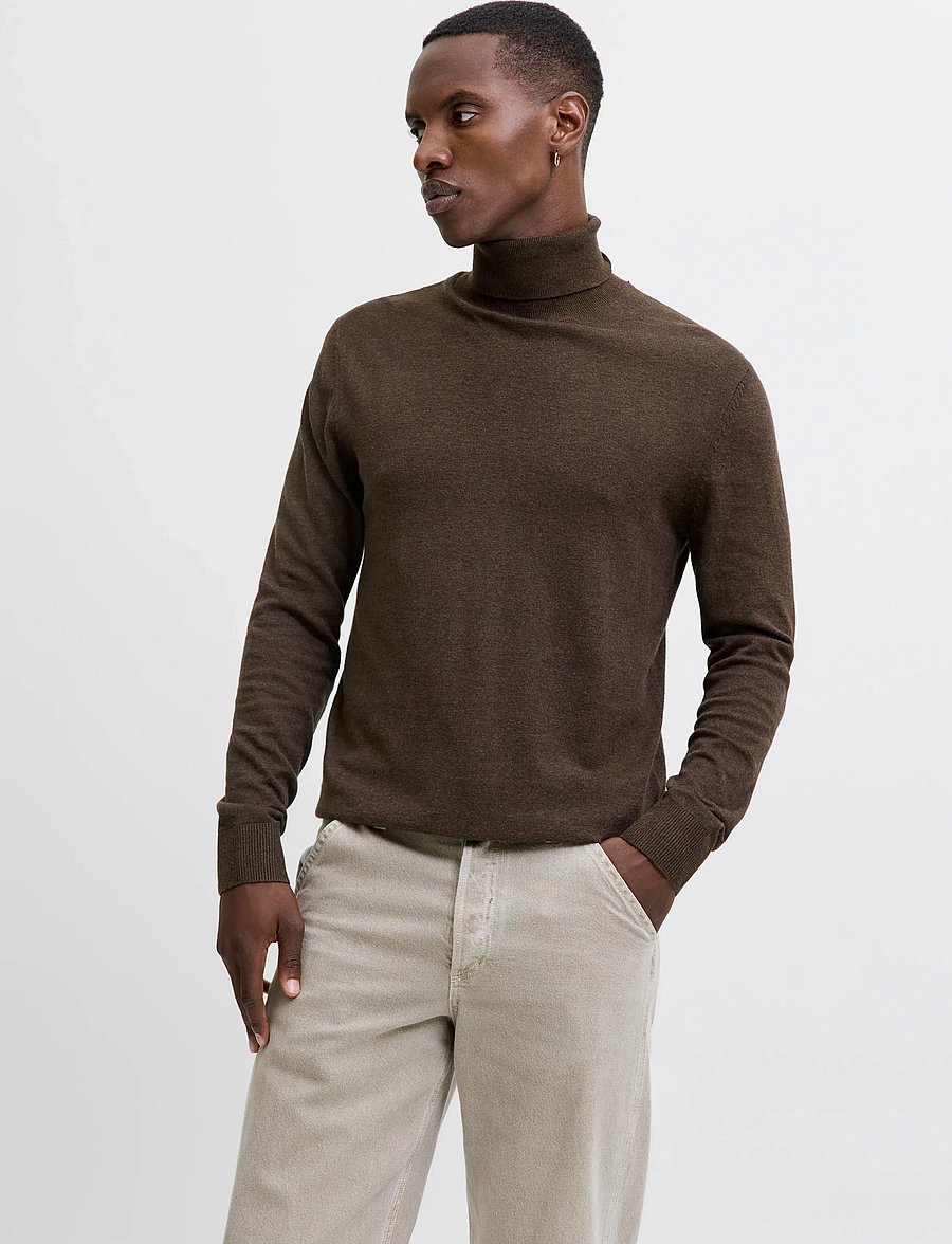 Jack & Jones - JJEEMIL KNIT ROLL NECK NOOS - turtlenecks - mulch - 0