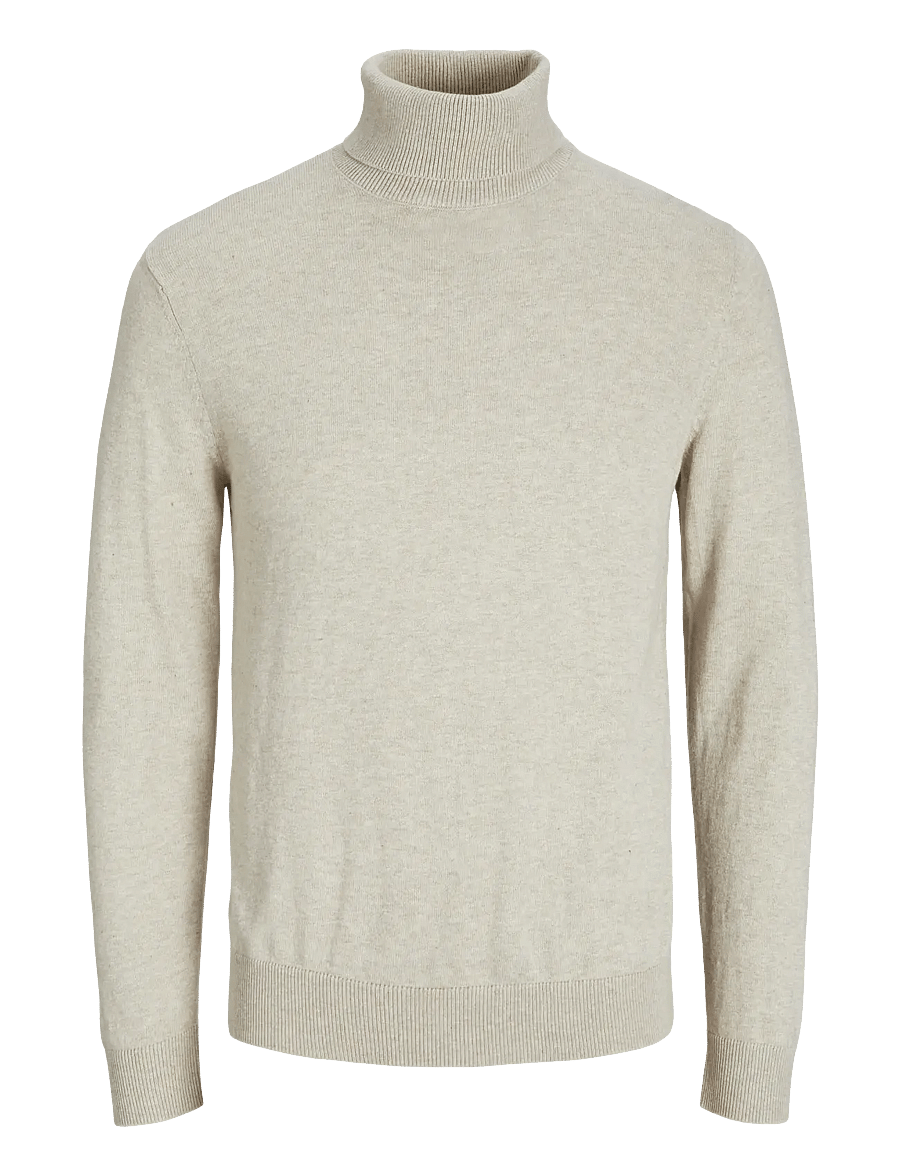 Jack & Jones - JJEEMIL KNIT ROLL NECK NOOS - turtlenecks - oatmeal - 1