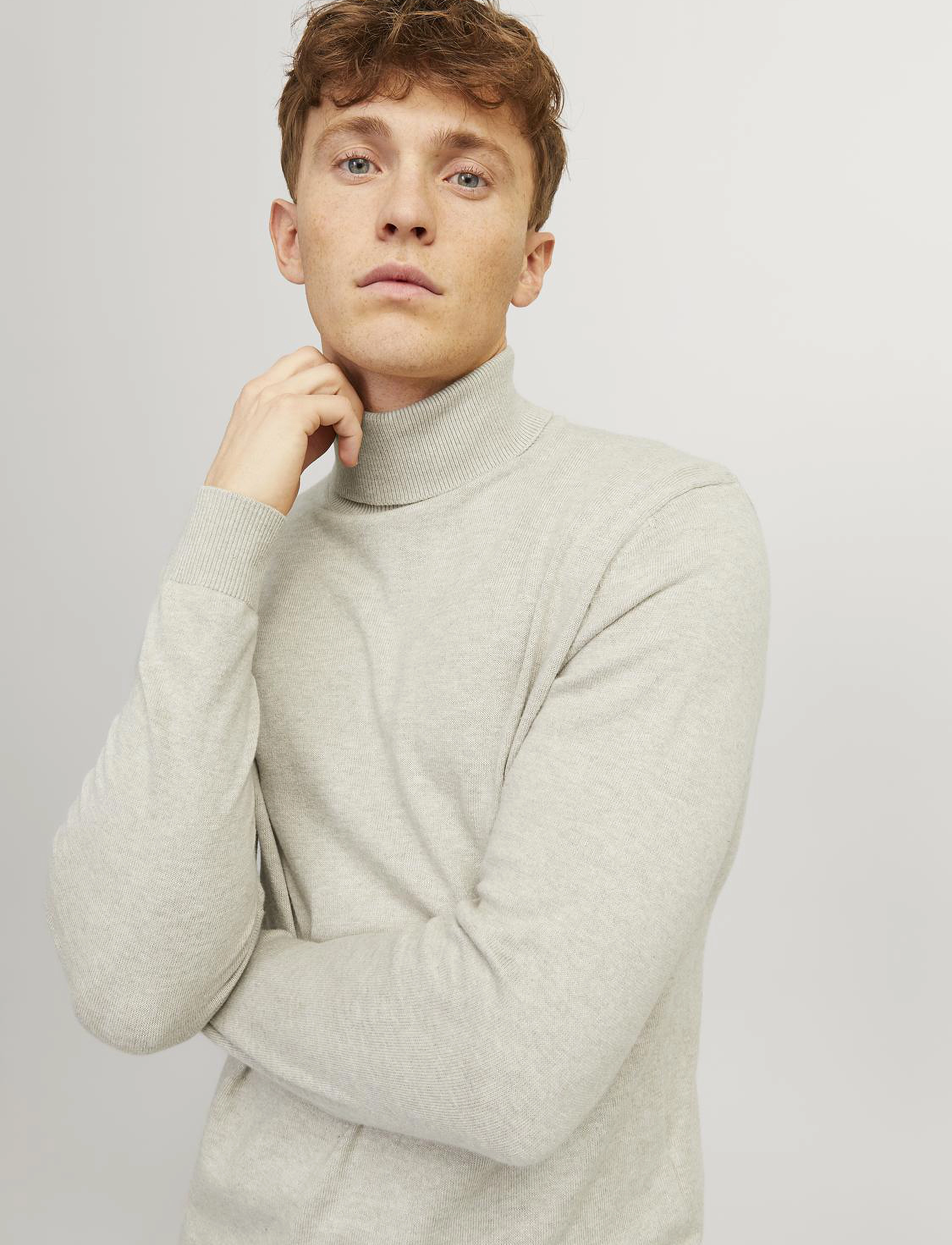 Jack & Jones JJEEMIL KNIT ROLL NECK NOOS - Clothing - OATMEAL / grey
