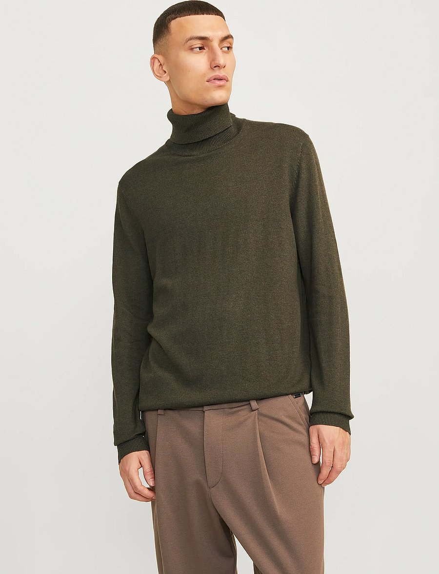 Jack & Jones - JJEEMIL KNIT ROLL NECK NOOS - kõrge kaelusega - olive night - 0