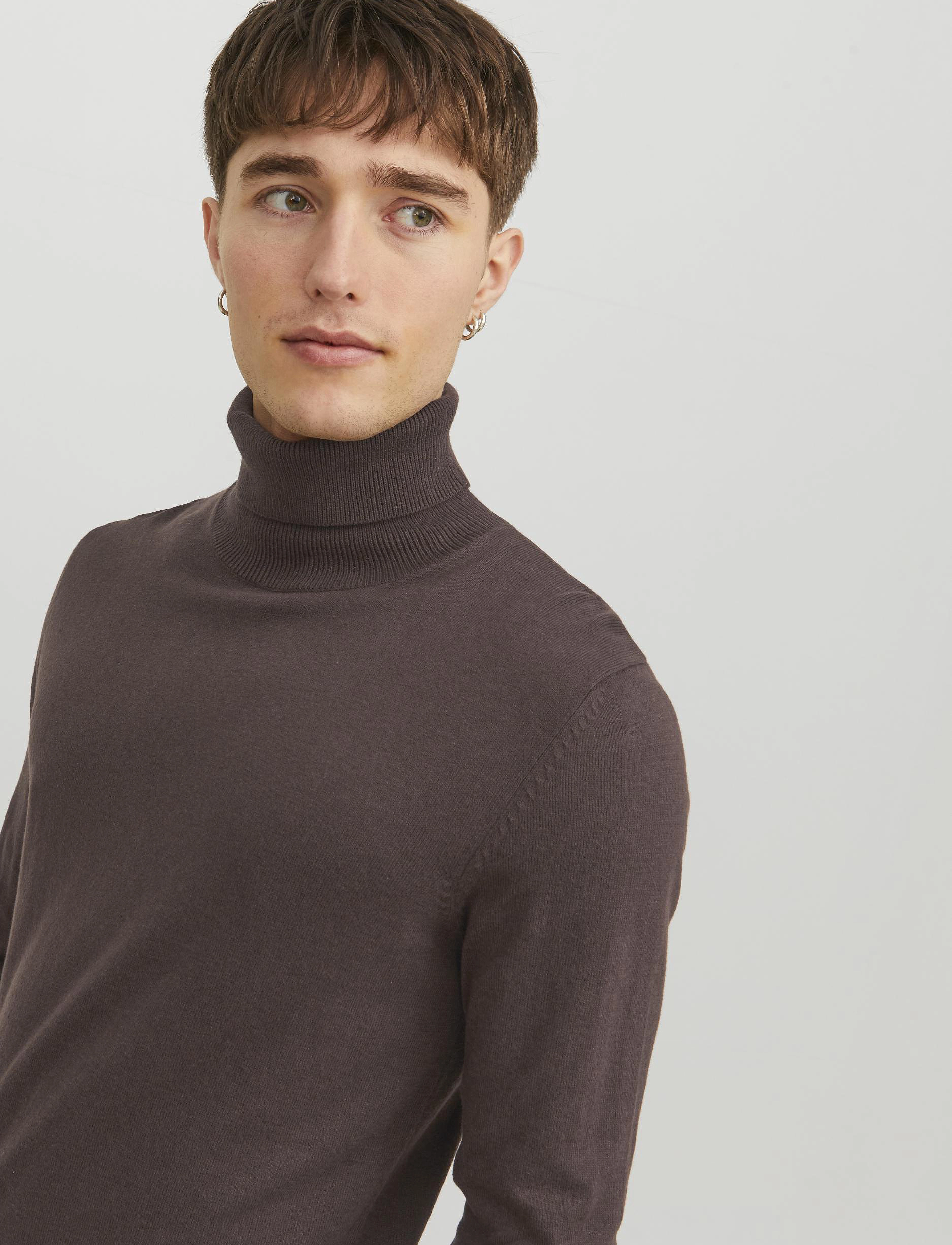 Jack & Jones - JJEEMIL KNIT ROLL NECK NOOS - laveste priser - seal brown - 4