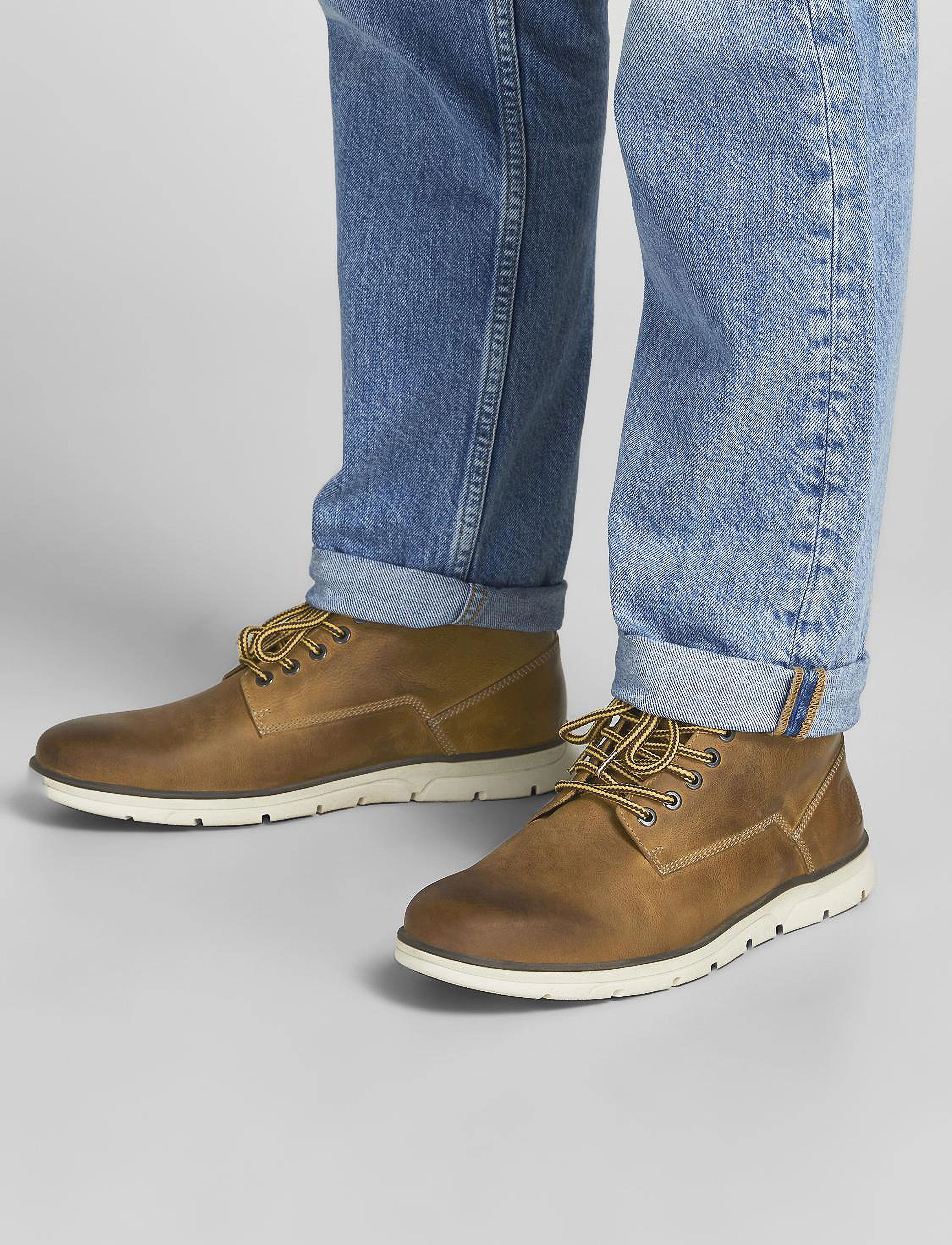 Jack & Jones - JFWTUBAR LEATHER HONEY SN - schnürboots - honey - 0