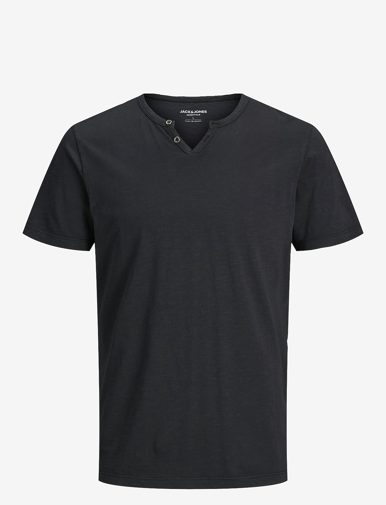 Jack & Jones - JJESPLIT NECK TEE SS NOOS - v-ringade t-shirts - black - 1