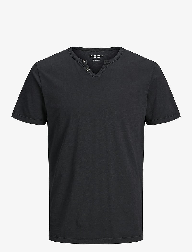 Jack & Jones - JJESPLIT NECK TEE SS NOOS - t-shirts mit v-ausschnitt - black - 1