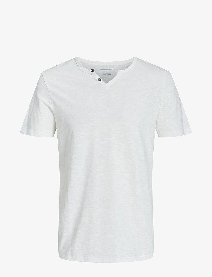 Jack & Jones - JJESPLIT NECK TEE SS NOOS - v-kaelusega t-särgid - cloud dancer - 1