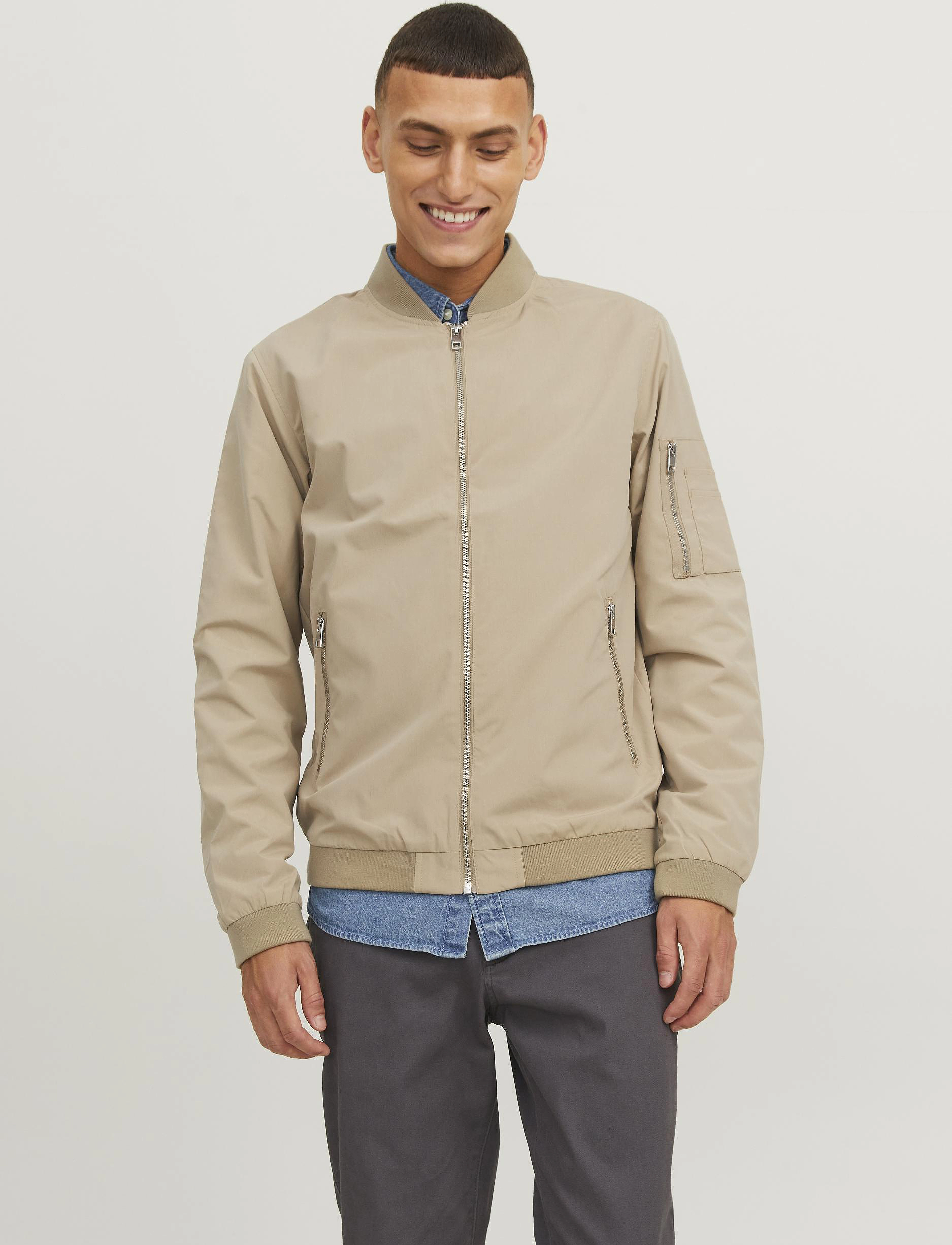 Jack & Jones Jjerush Bomber Noos, S, Beige, Jakker > Bomberjakker, Herre