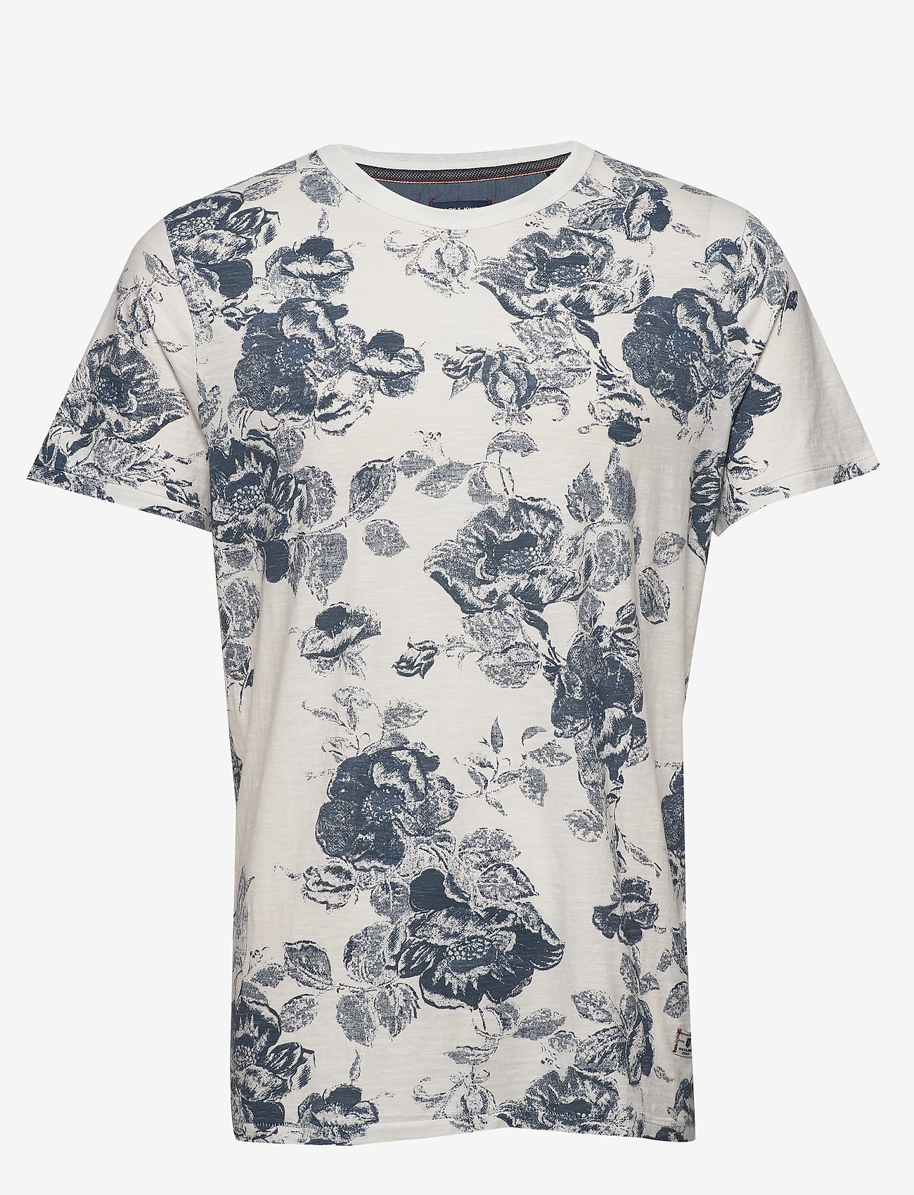 JPRCALEB BLU. AOP TEE SS CREW NECK - CLOUD DANCER