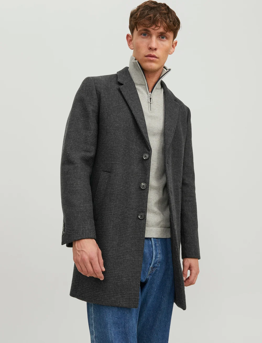 Jack & Jones - JJEMOULDER WOOL COAT SN - vinterjackor - dark grey - 0