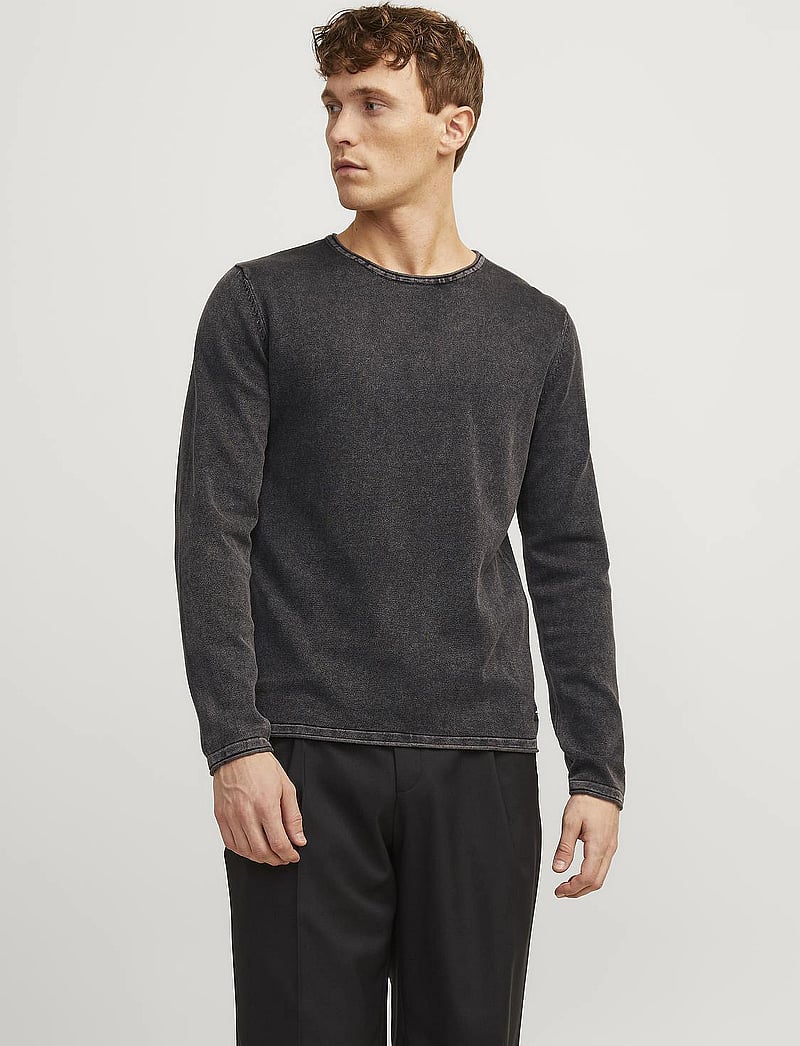 Jack & Jones - JJELEO KNIT CREW NECK NOOS - caviar - 0