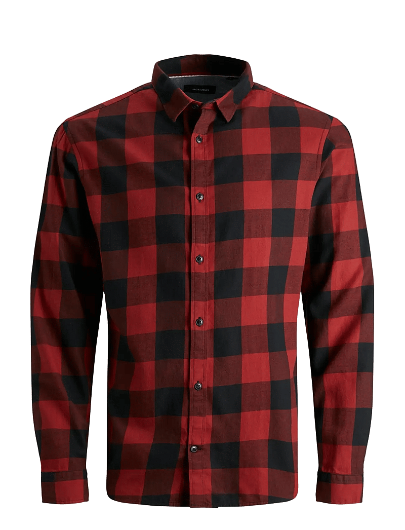 Jack & Jones - JJEGINGHAM TWILL SHIRT L/S NOOS - rutiga skjortor - brick red - 1