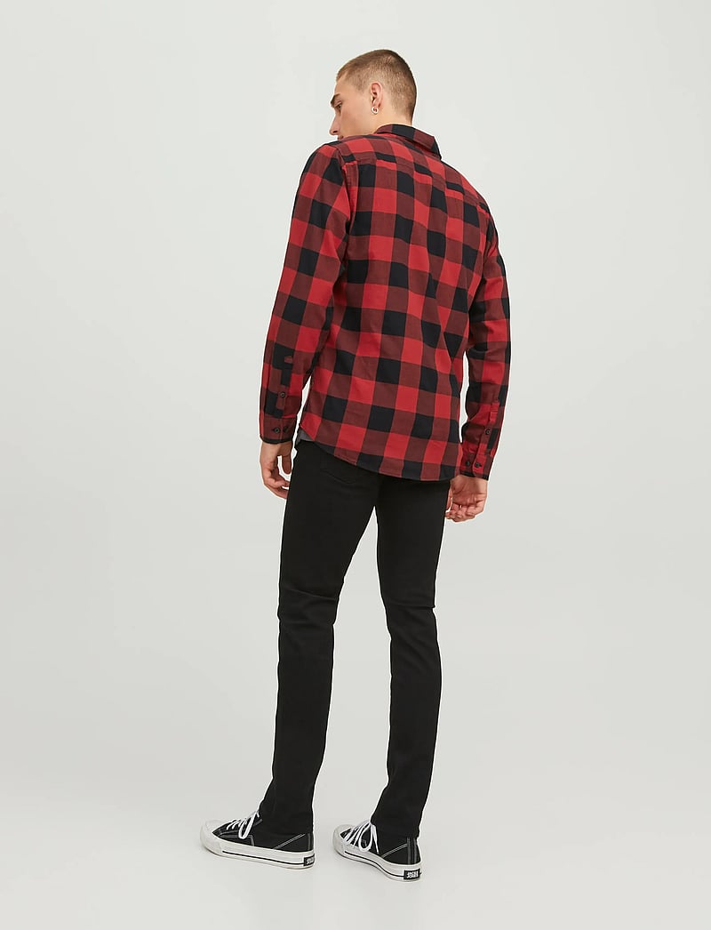 Jack & Jones - JJEGINGHAM TWILL SHIRT L/S NOOS - rutiga skjortor - brick red - 3