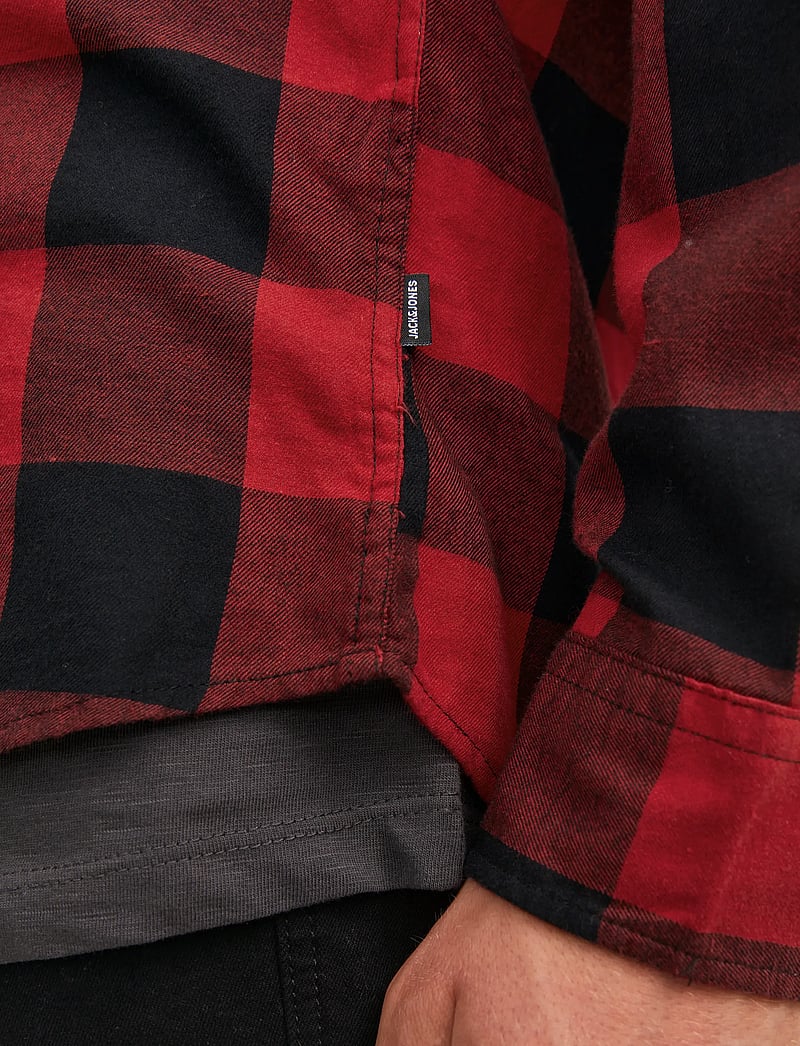Jack & Jones - JJEGINGHAM TWILL SHIRT L/S NOOS - rutiga skjortor - brick red - 4