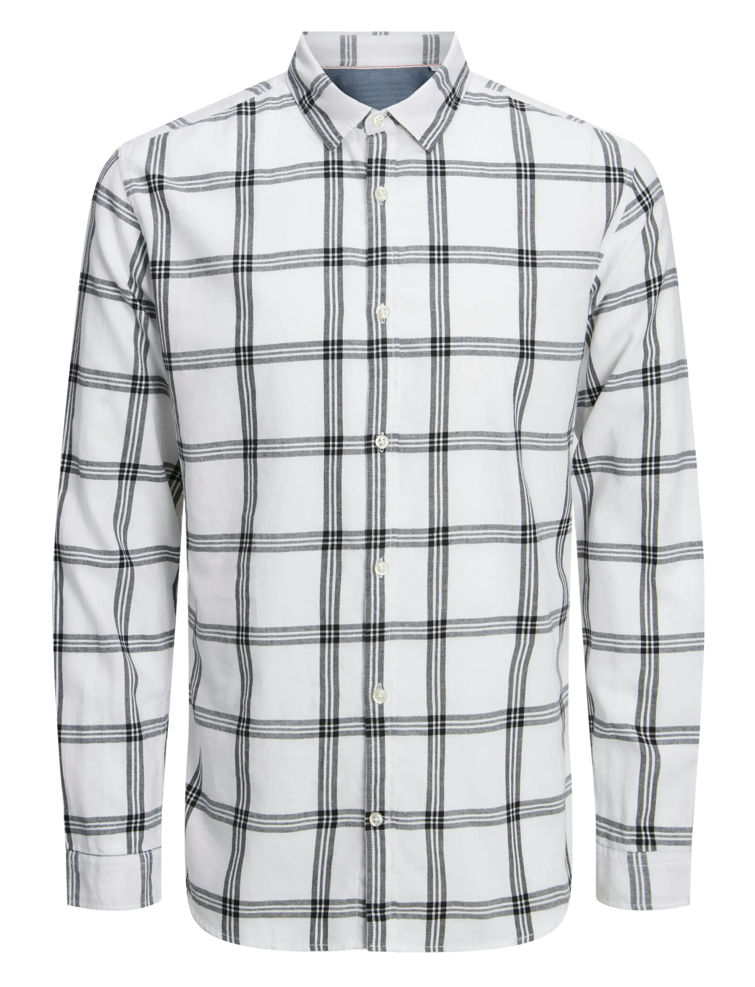 Jack & Jones - JJEGINGHAM TWILL SHIRT L/S NOOS - laveste priser - bright white - 1