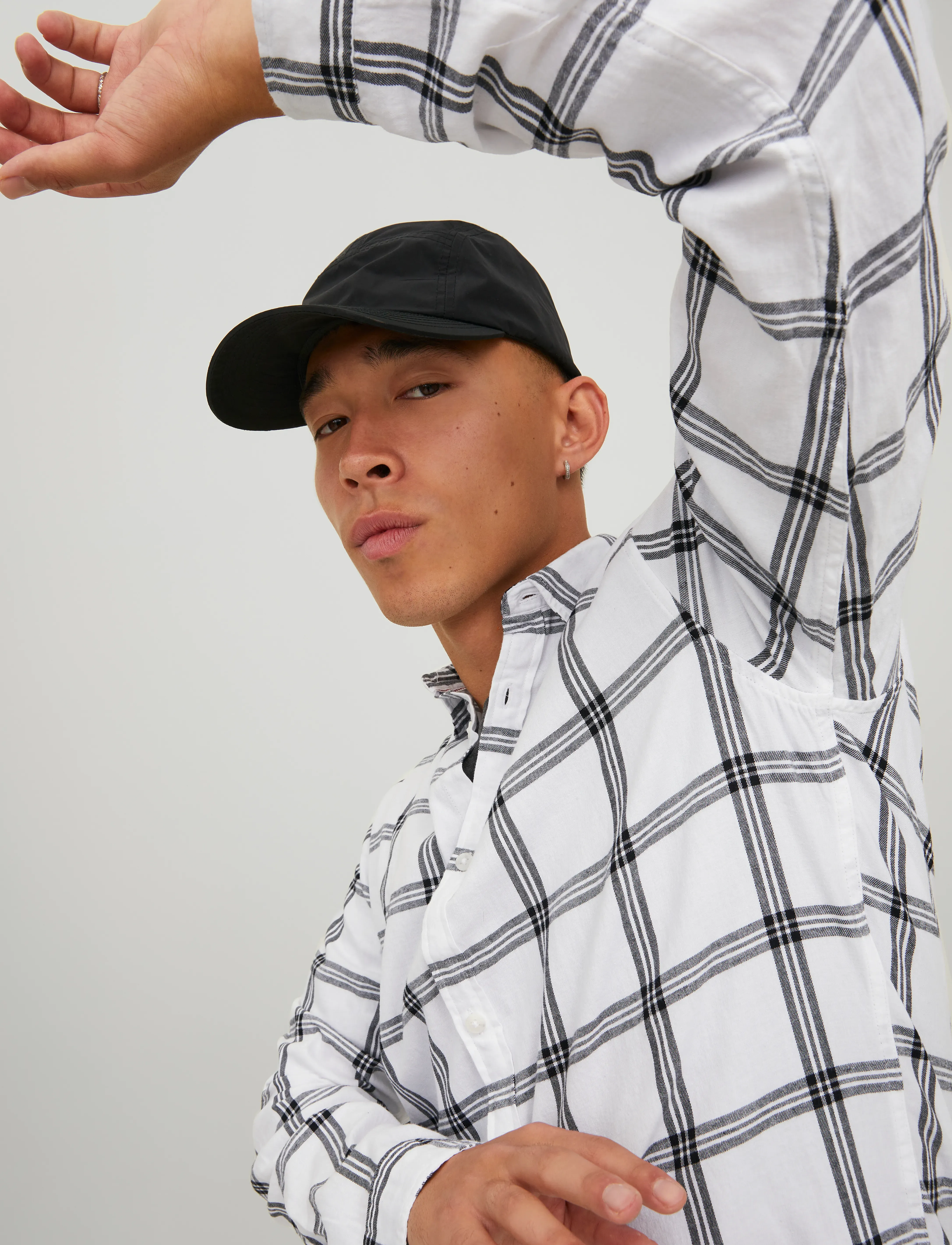 Jack & Jones - JJEGINGHAM TWILL SHIRT L/S NOOS - laveste priser - bright white - 4