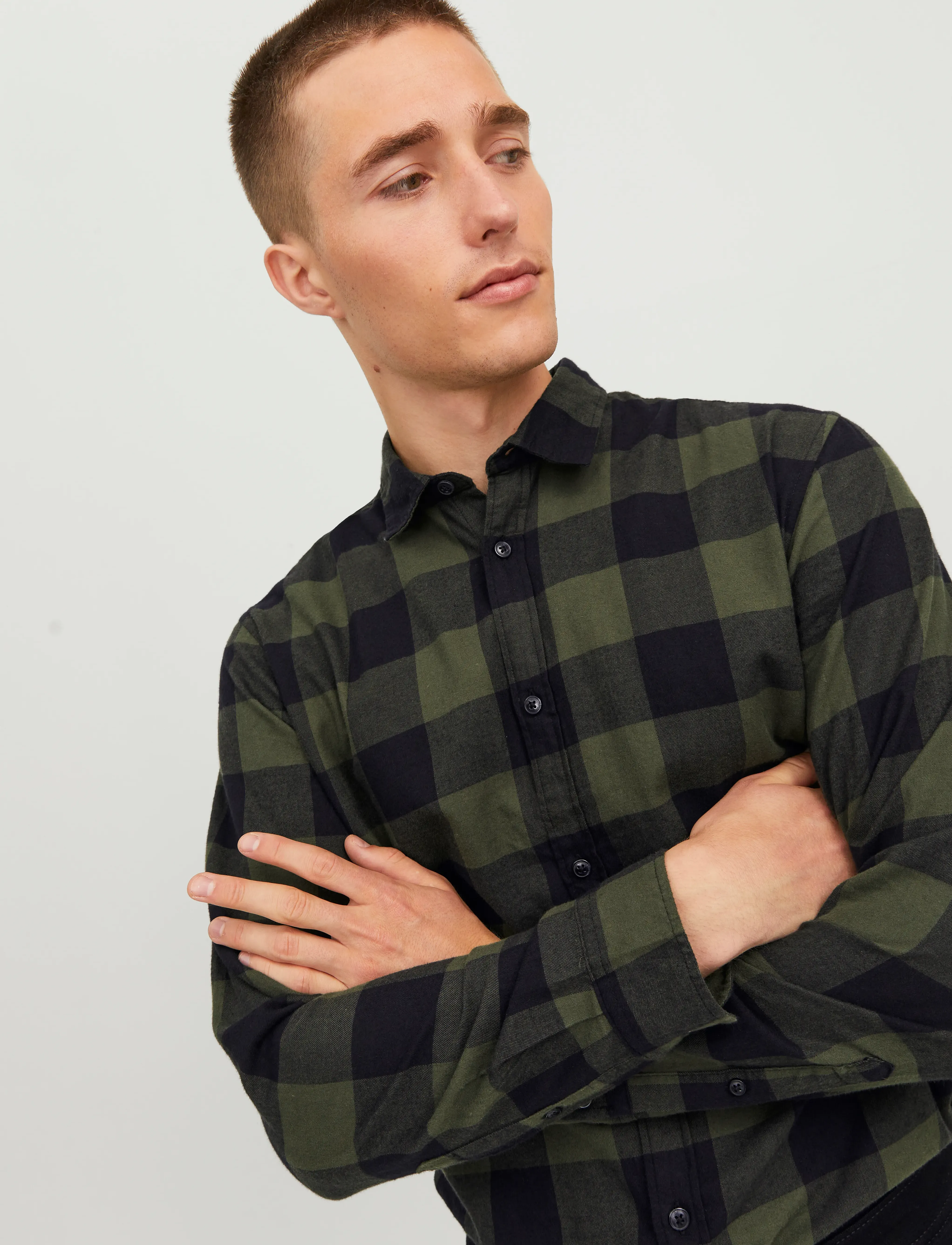 Jack & Jones - JJEGINGHAM TWILL SHIRT L/S NOOS - ternede skjorter - dusty olive - 4